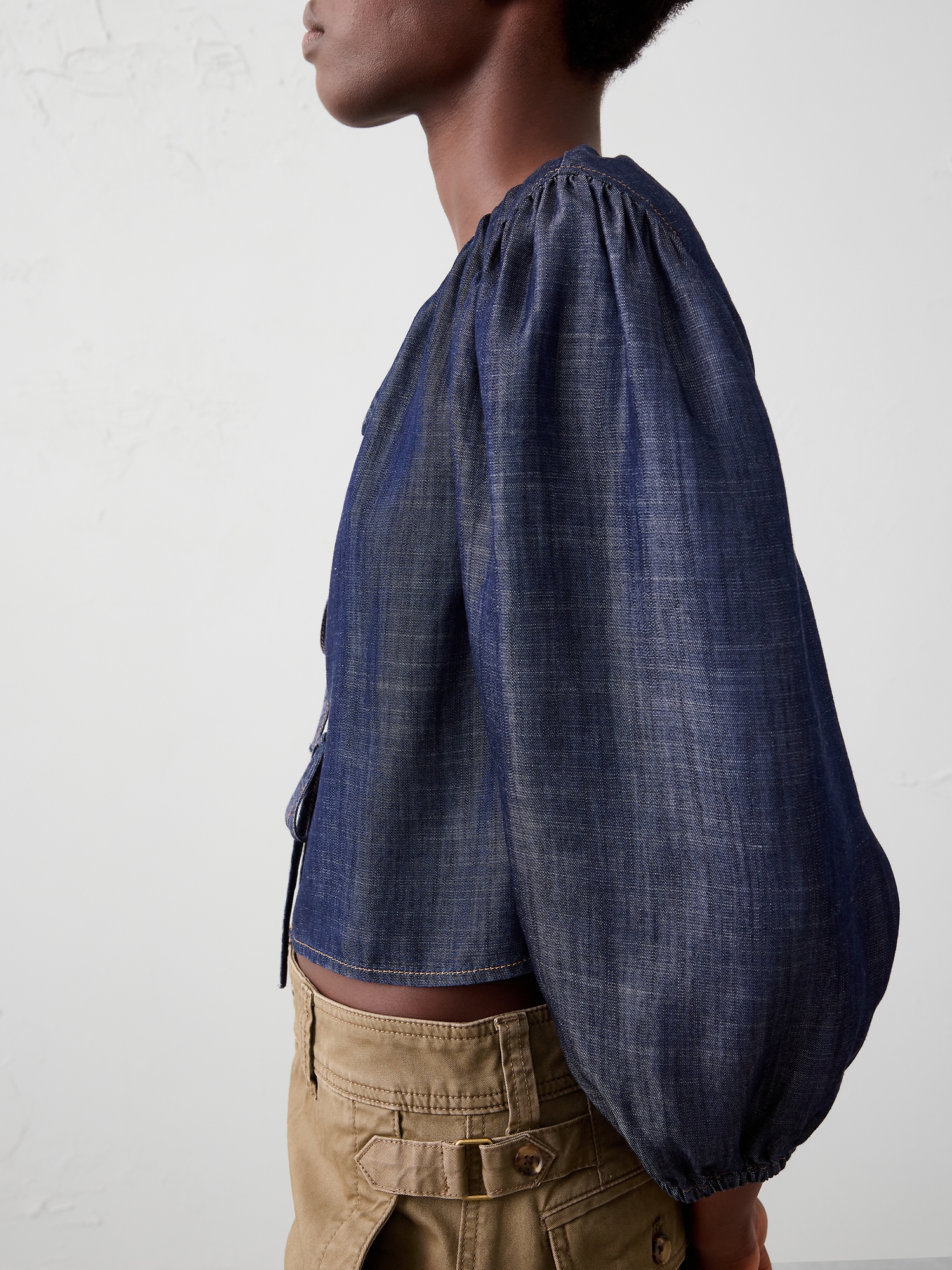 Denim Open Tie-Front Top