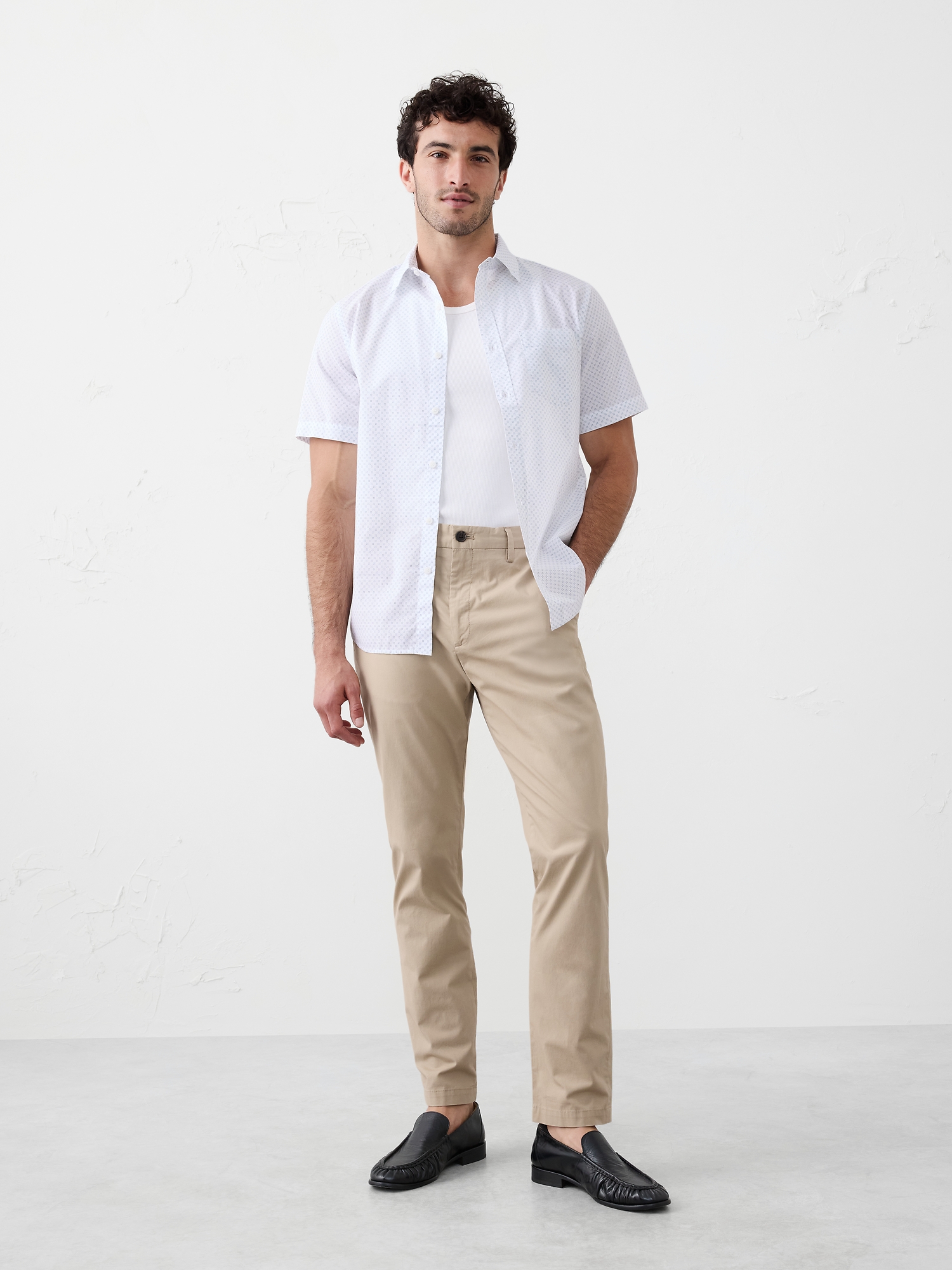 Slim-Fit Softwash Cotton Shirt - White Geo