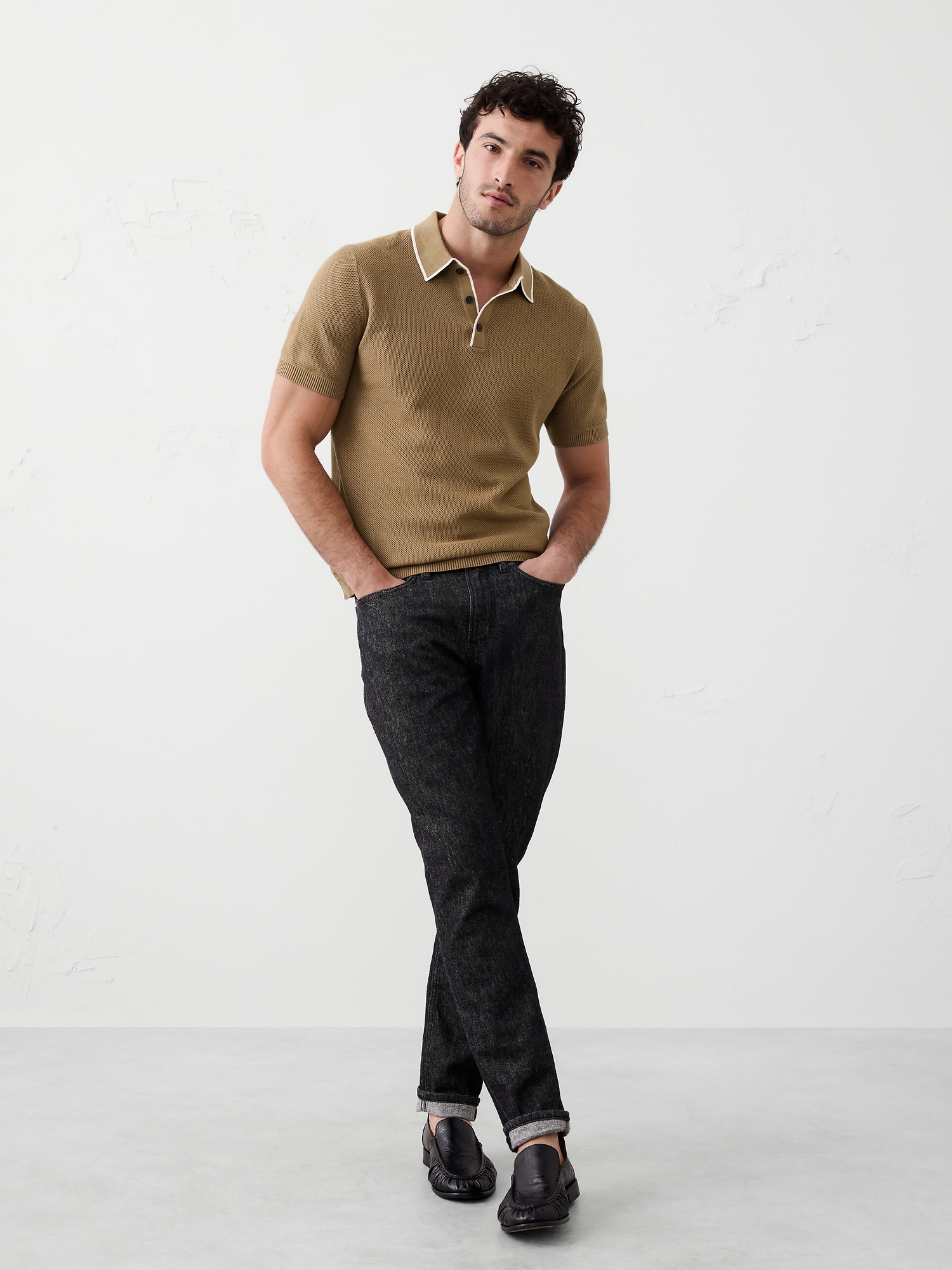 Polo texturé aux couleurs contrastantes - Kaki Armée De L’Air