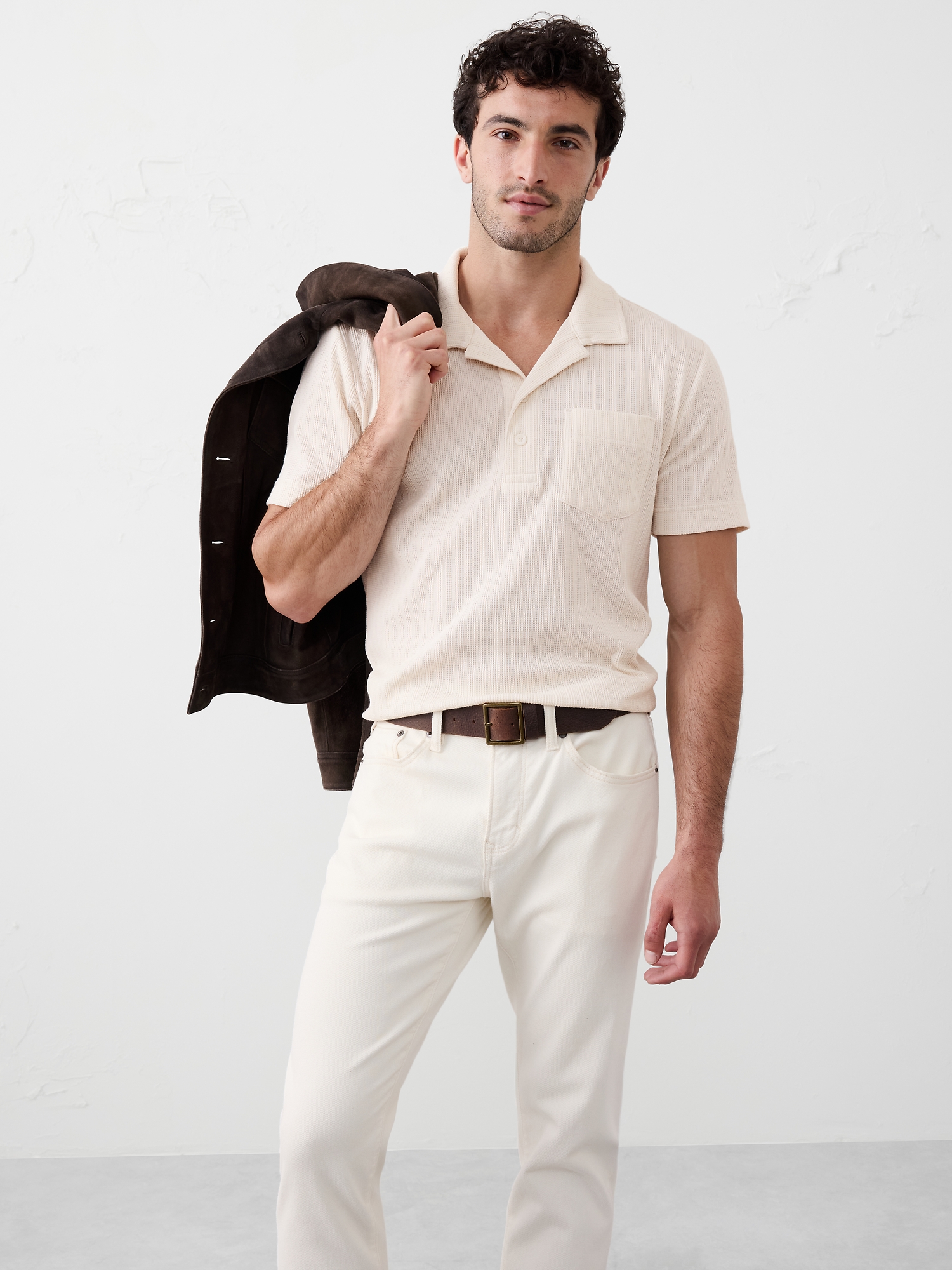 Textured Pocket Polo - Transition Cream