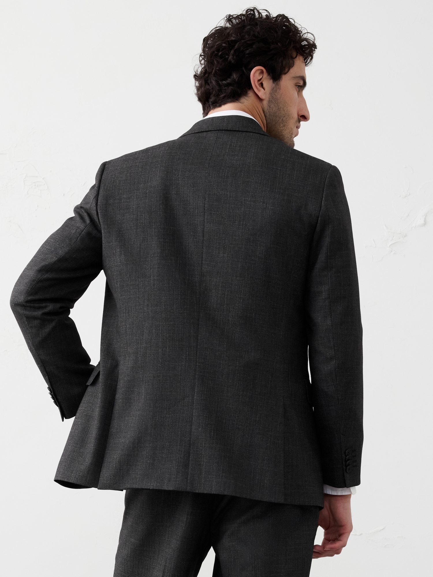 Image number 2 showing, Tailored-Fit Charcoal Crosshatch Suit Jacket