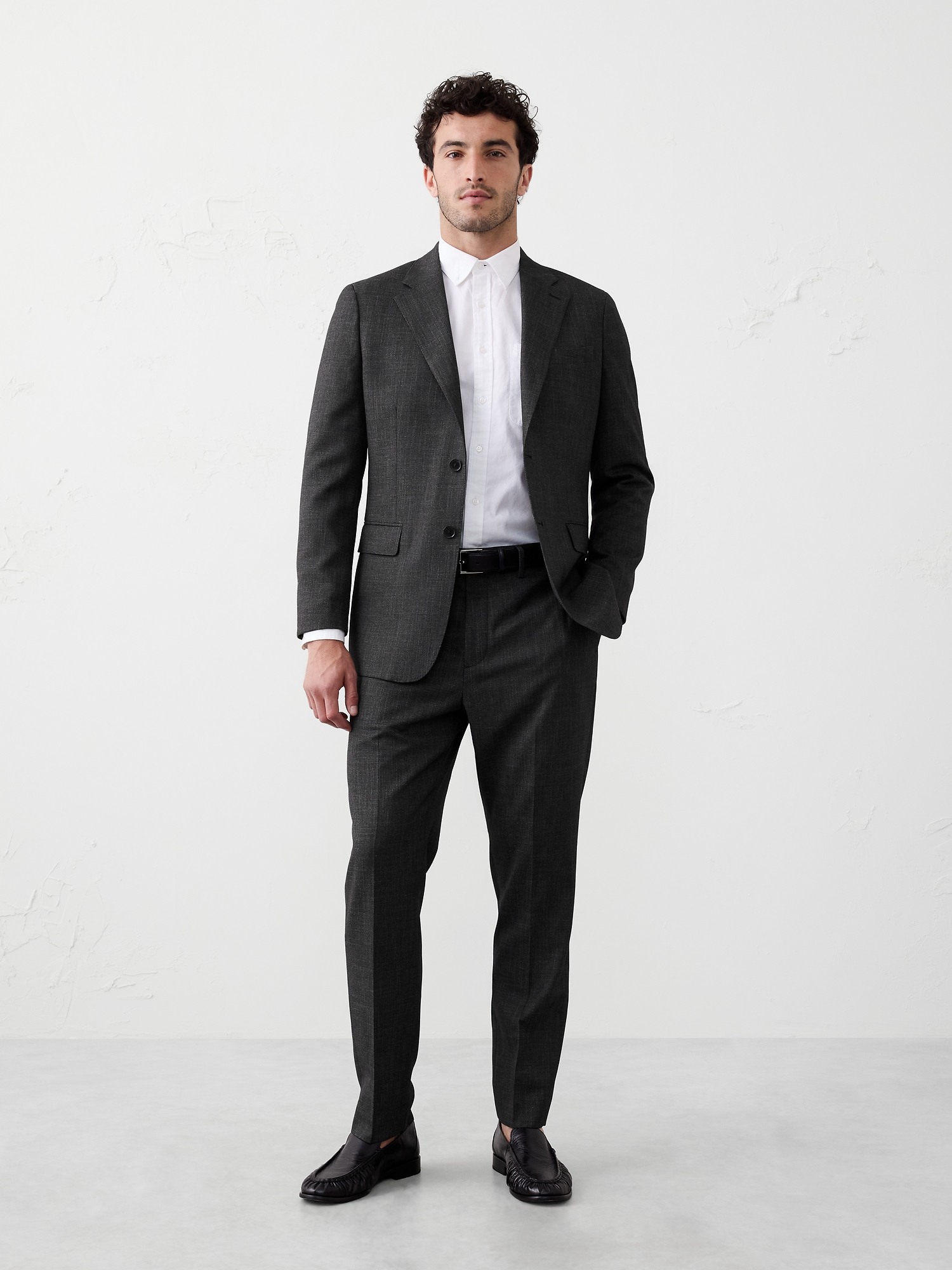 Image number 3 showing, Tailored-Fit Charcoal Crosshatch Suit Jacket
