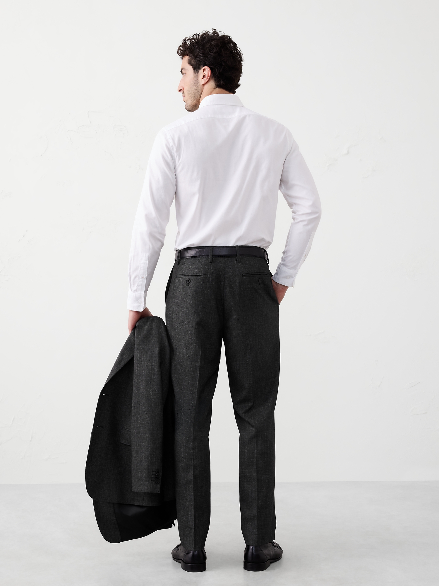 Tailored-Fit Charcoal Crosshatch Suit Trouser