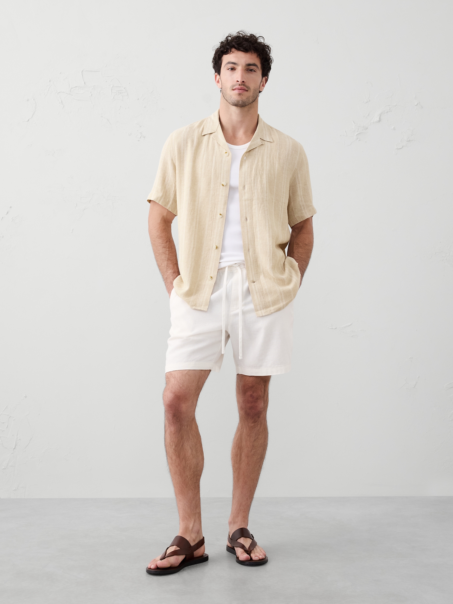Chemise de vacances texturée coupe standard - Brun