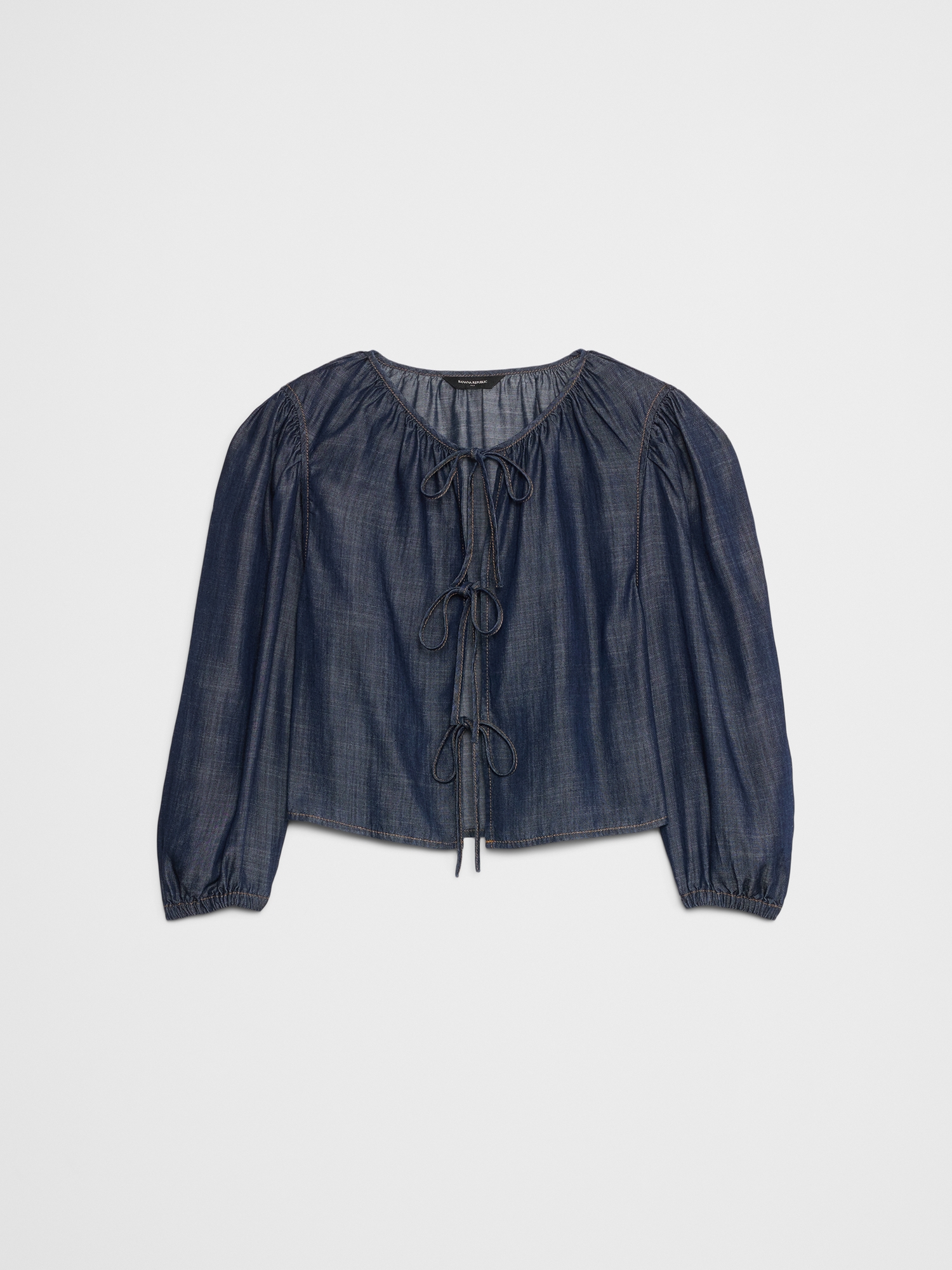 Denim Open Tie-Front Top