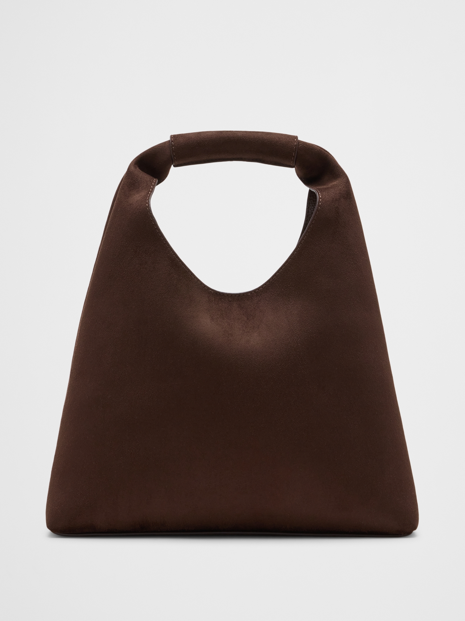 Vegan Leather Mini Slouchy Tote - Brown