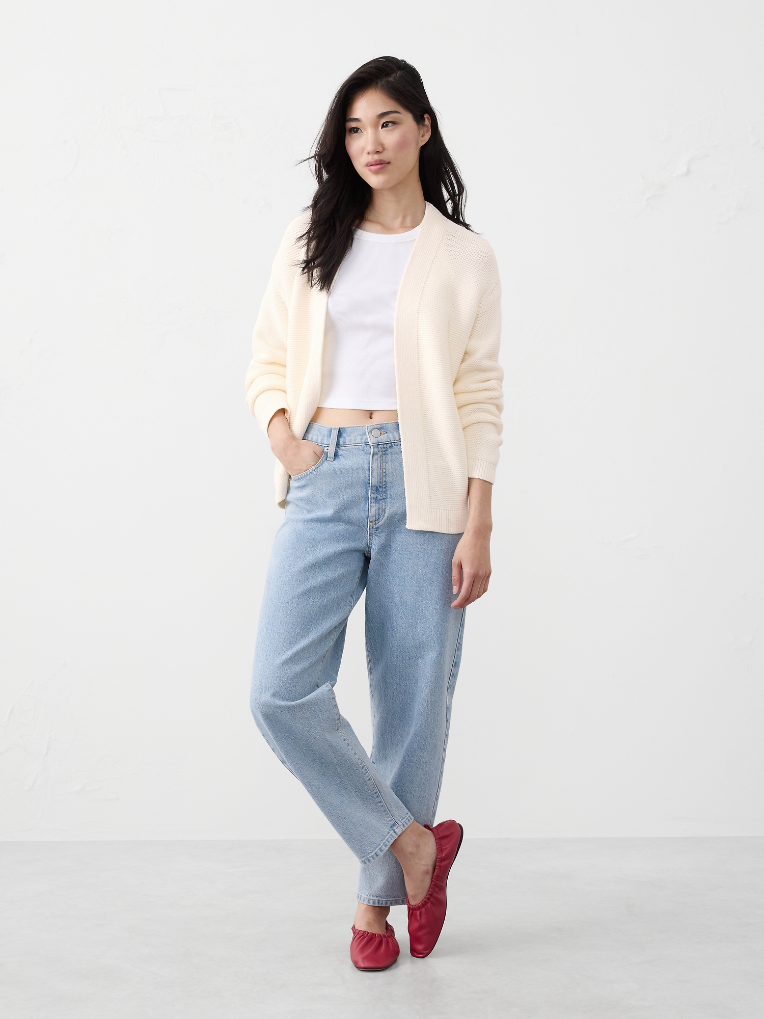 Textured Open-Front Cardigan Sweater