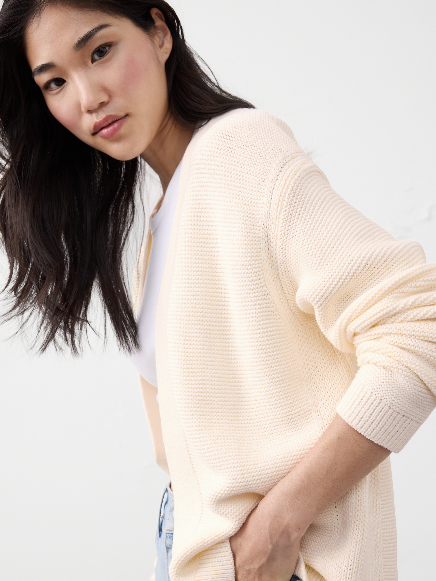 Textured Open-Front Cardigan Sweater