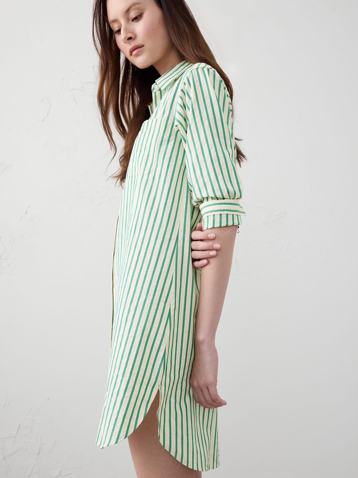 Image number 6 showing, Linen-Blend Mini Shirtdress