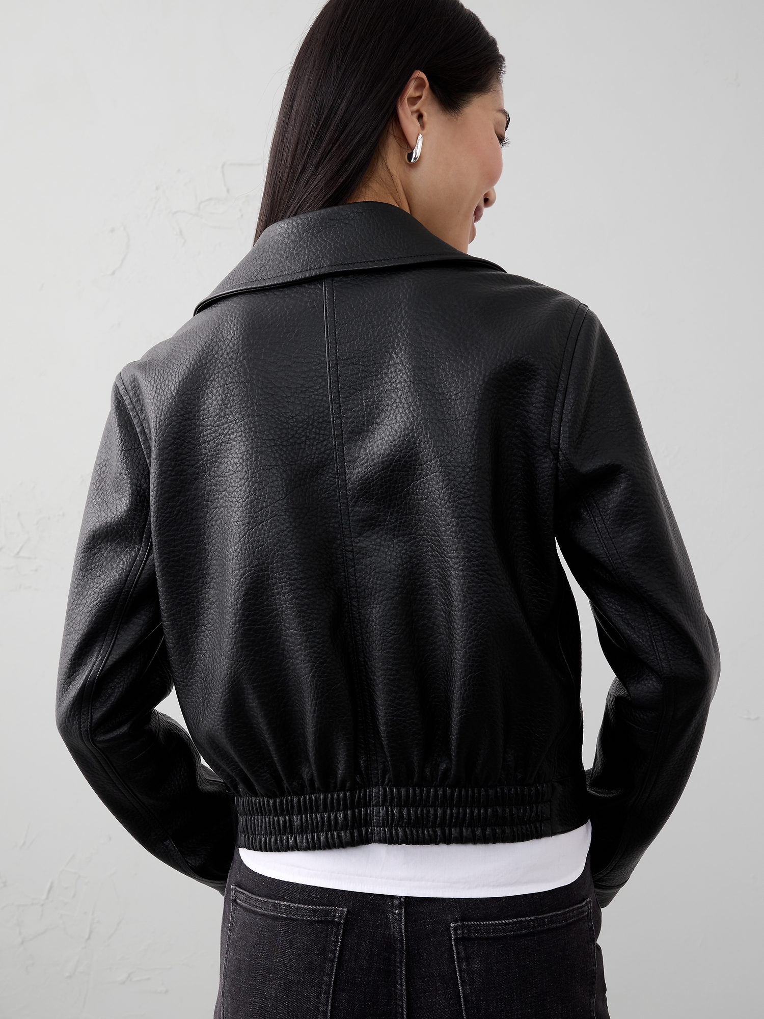Image number 2 showing, VEGAN LEATHER CROPPED MOTO JACKET