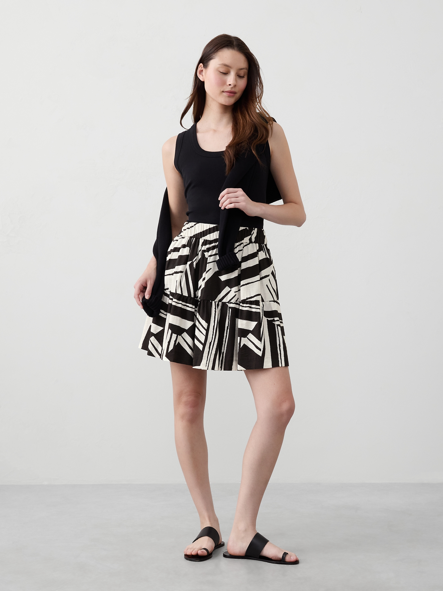 Tiered Mini Skirt - Black