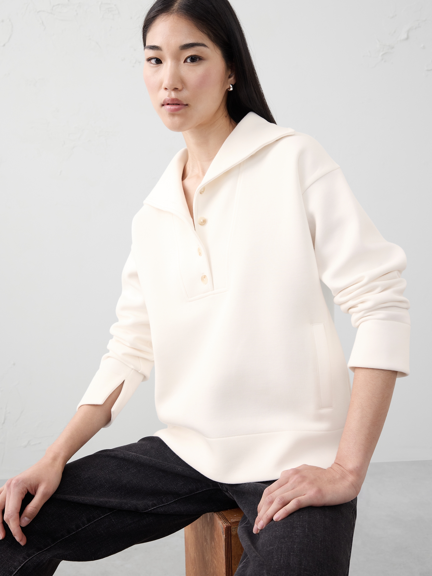 Oversized Scuba Sweatshirt - White