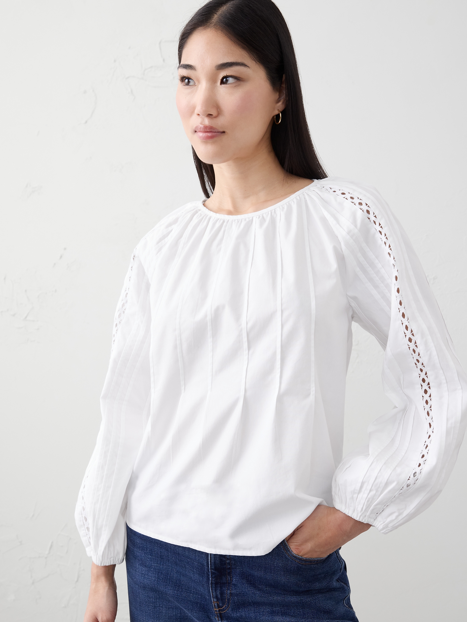 Embroidered Trim Top - White