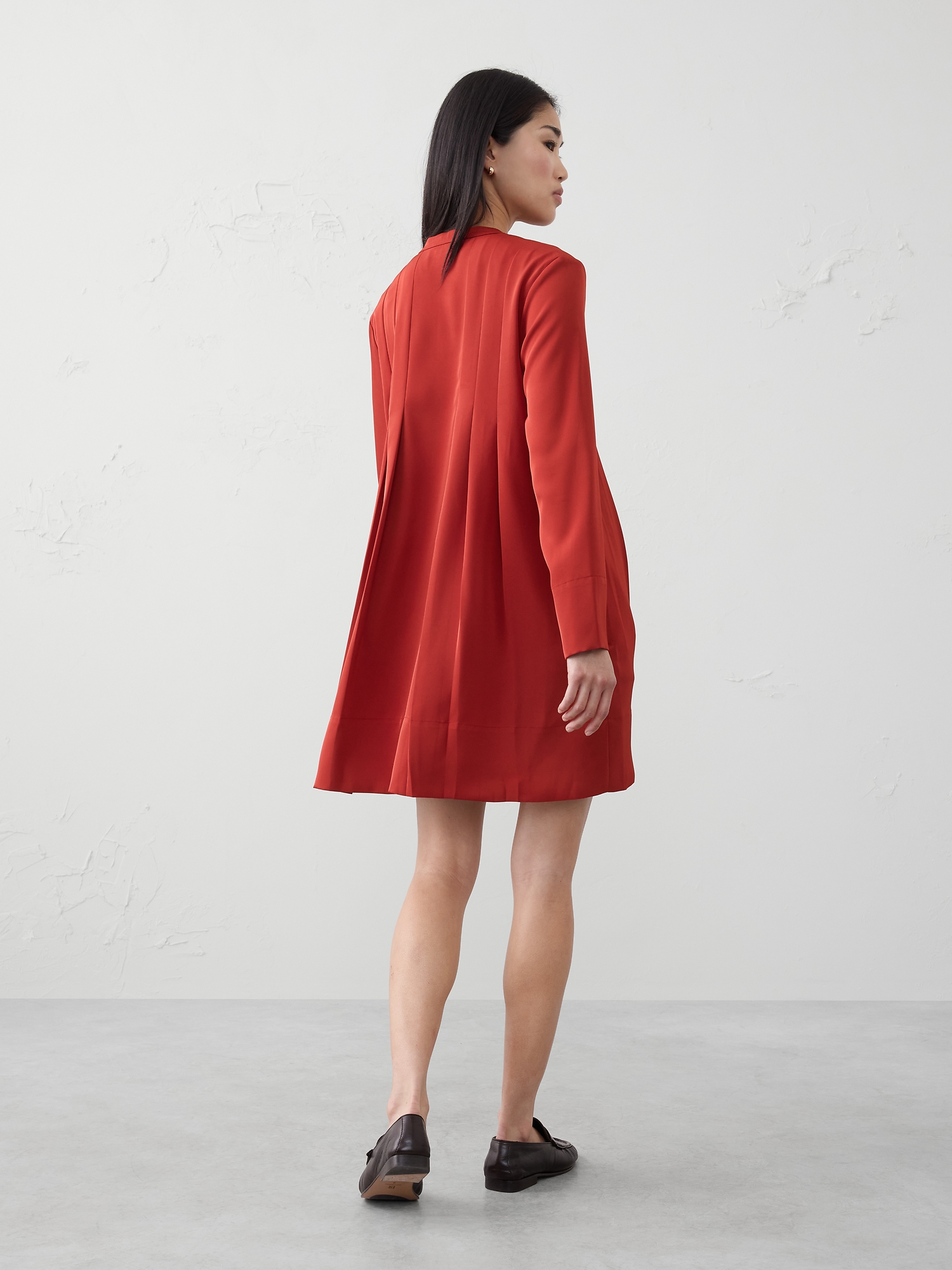 Image number 2 showing, SPLIT-NECK SWING MINI DRESS