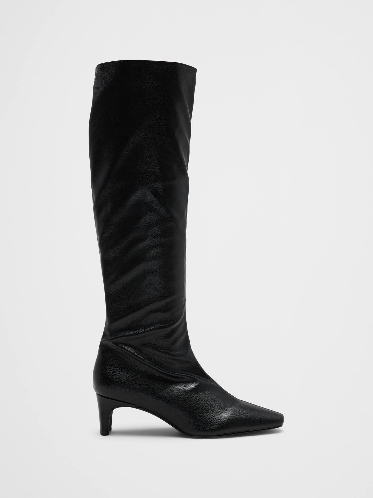 Bottes hautes souples en cuir végane - Noir