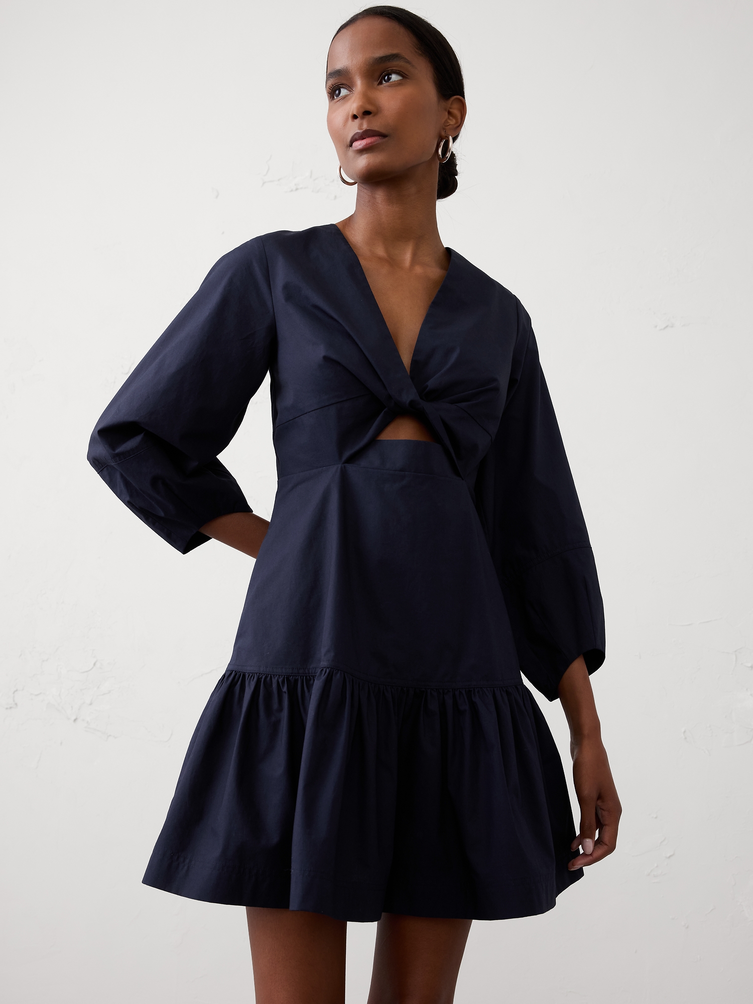 Image number 1 showing, POPLIN TWIST MINI DRESS