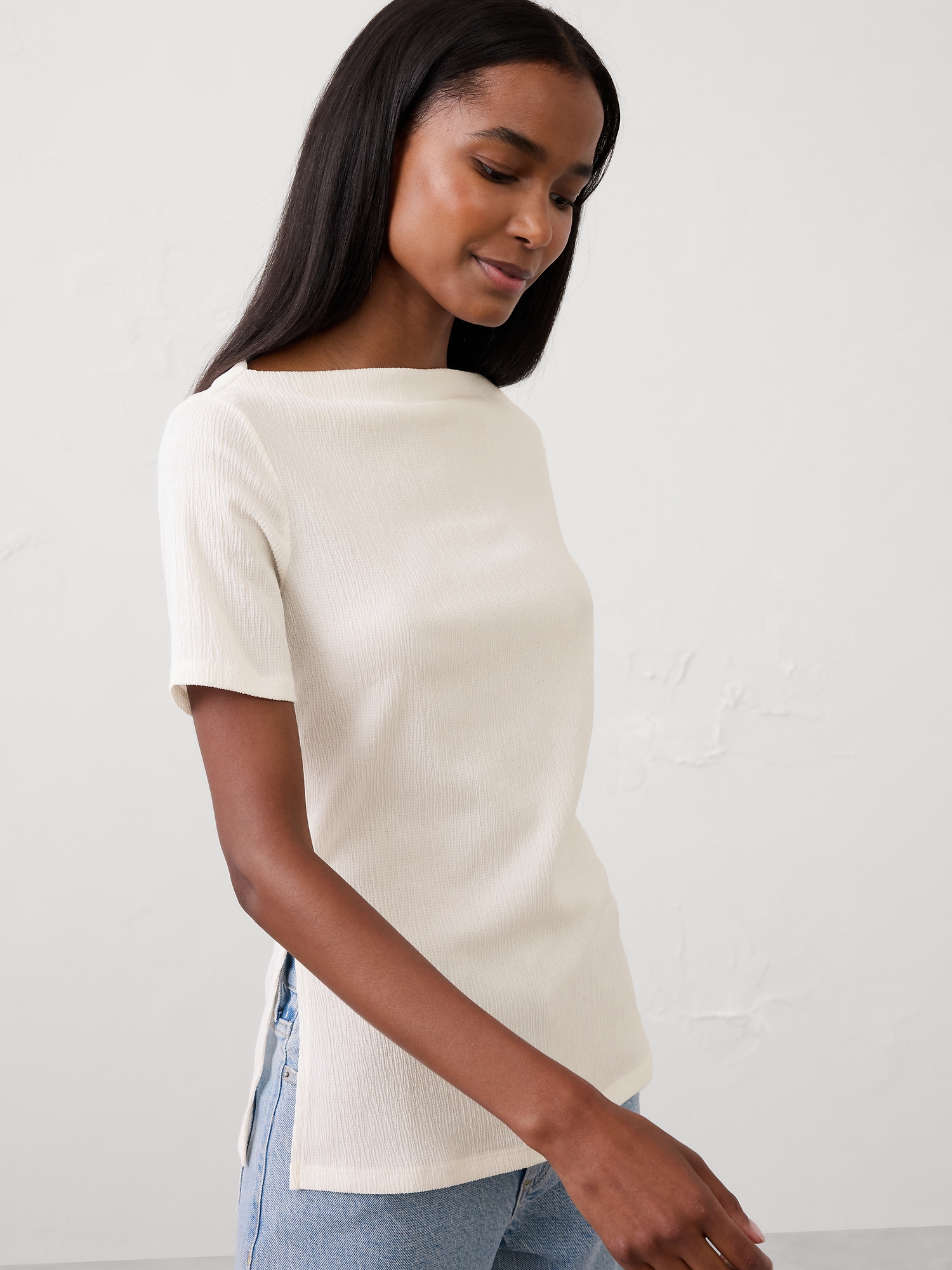 Haut en jacquard froissé - Blanc Neige