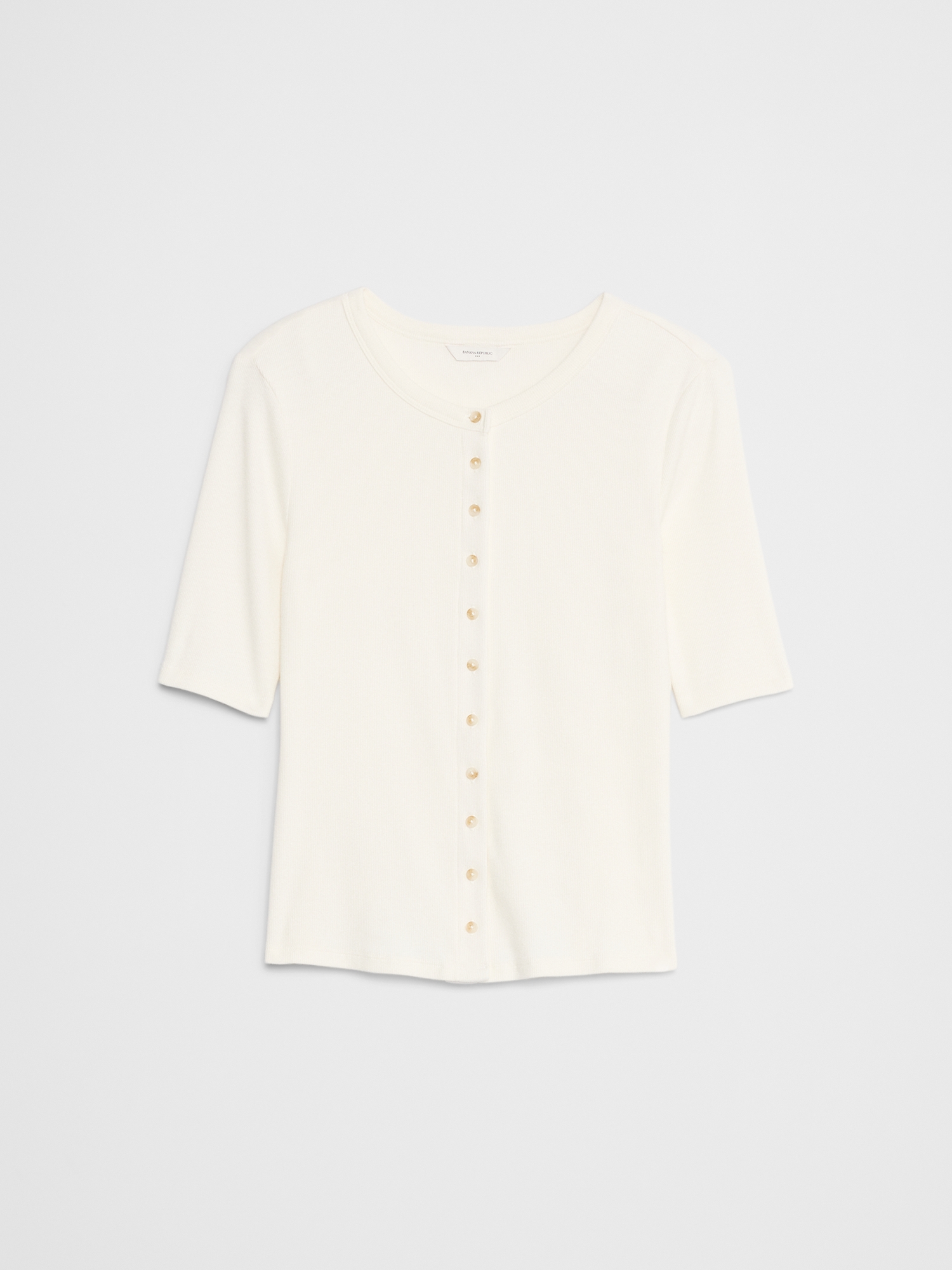 Ribbed Button-Down Top