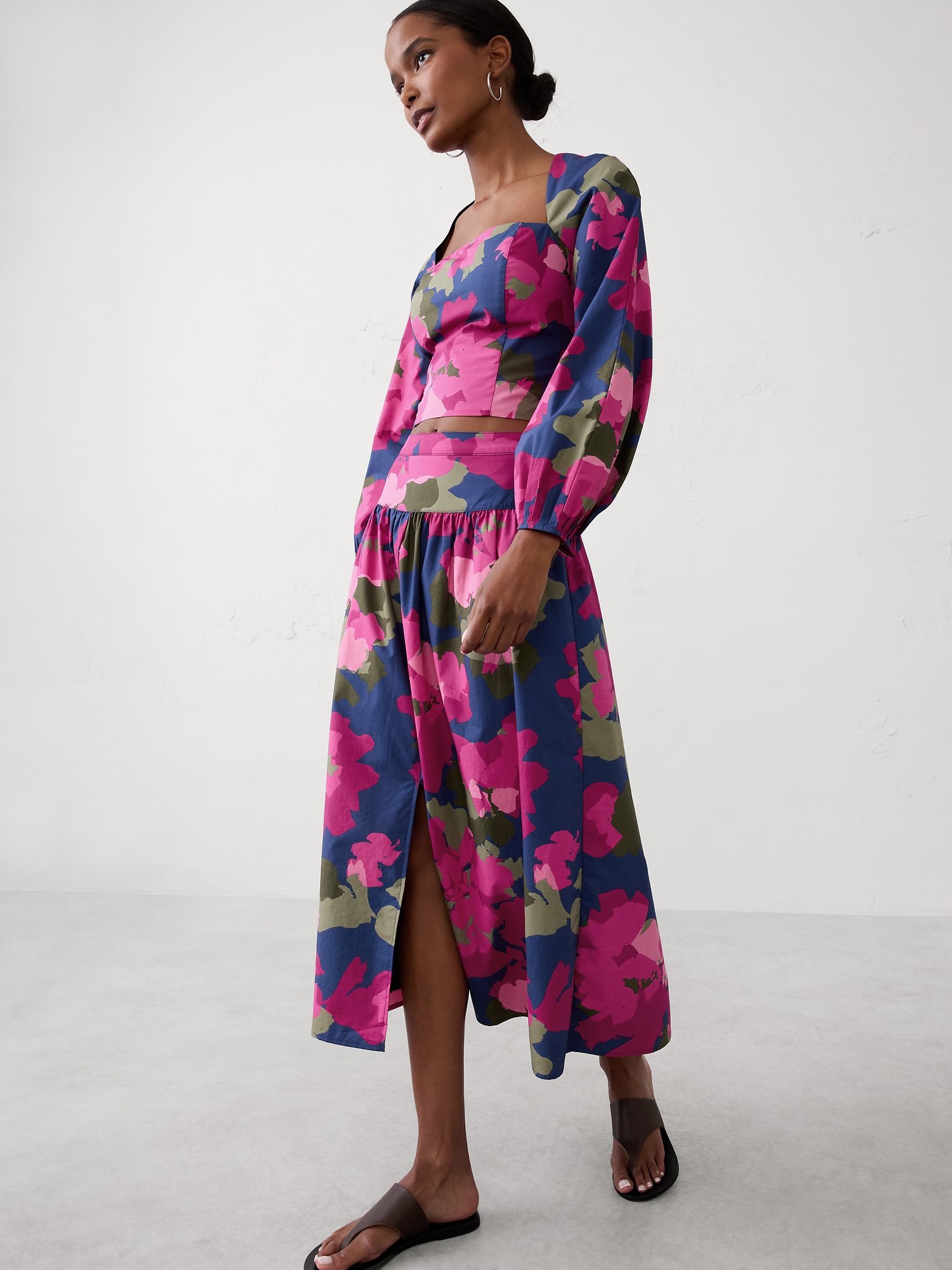 Image number 6 showing, Poplin Dropped-Waist Maxi Skirt