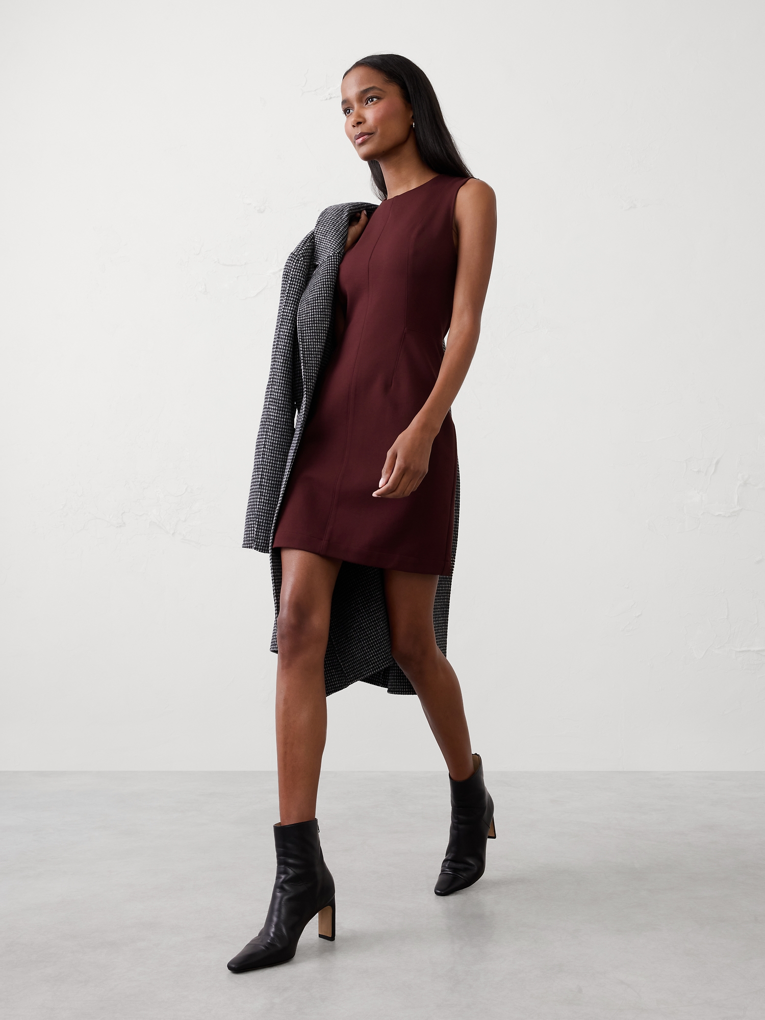 Image number 1 showing, SEAMED SHEATH MINI DRESS