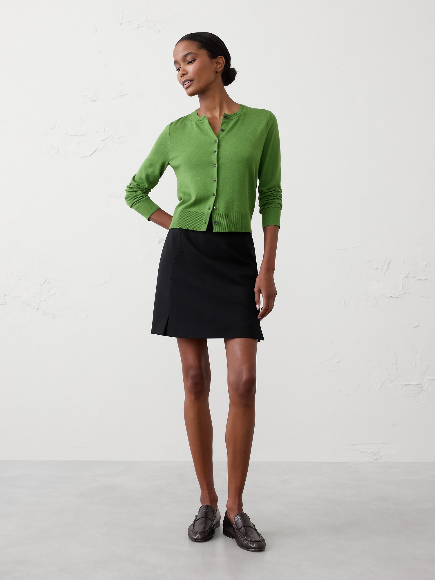 Image number 1 showing, PONTE SLIT MINI SKIRT