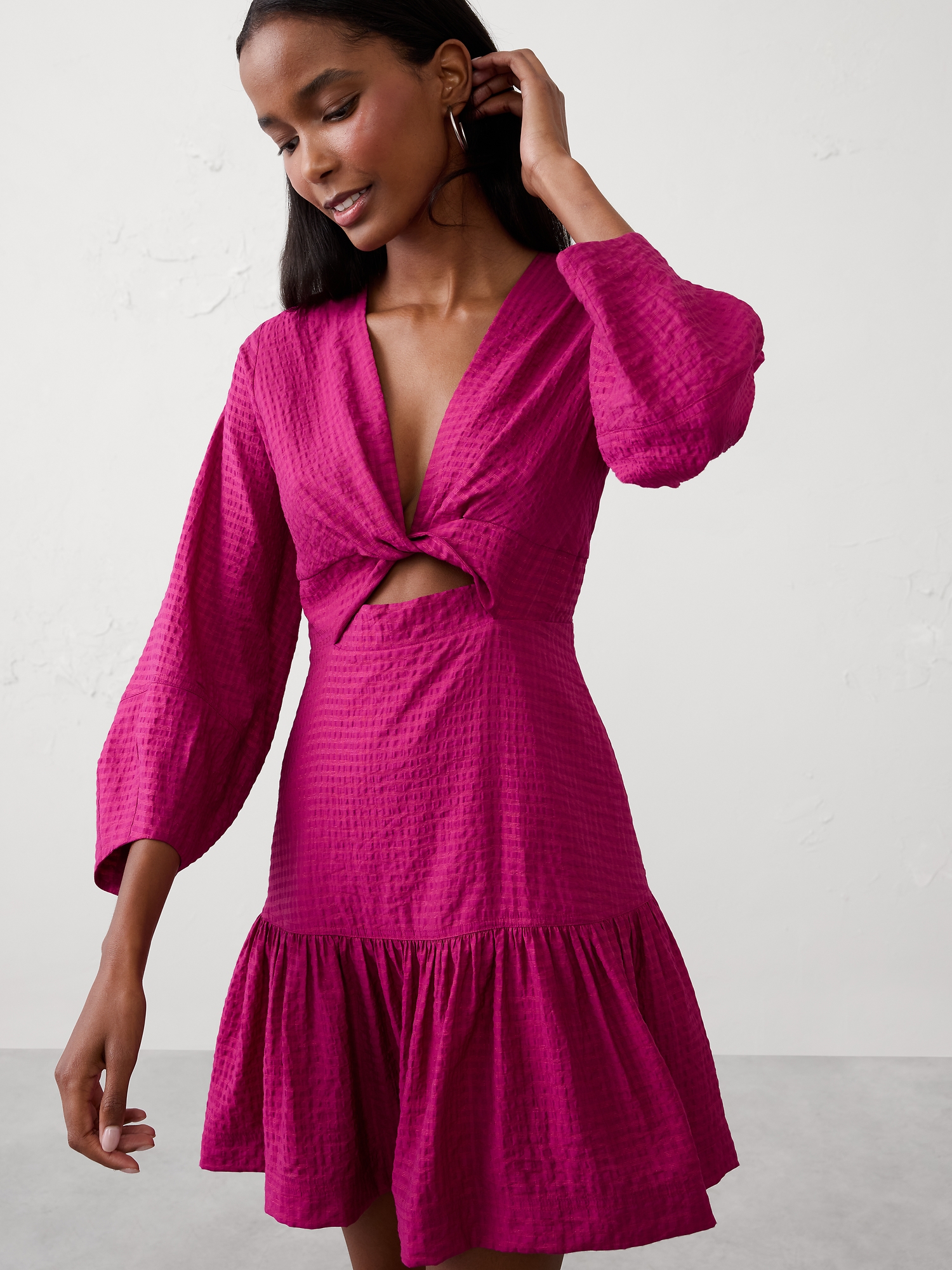 Image number 3 showing, TEXTURED TWIST MINI DRESS