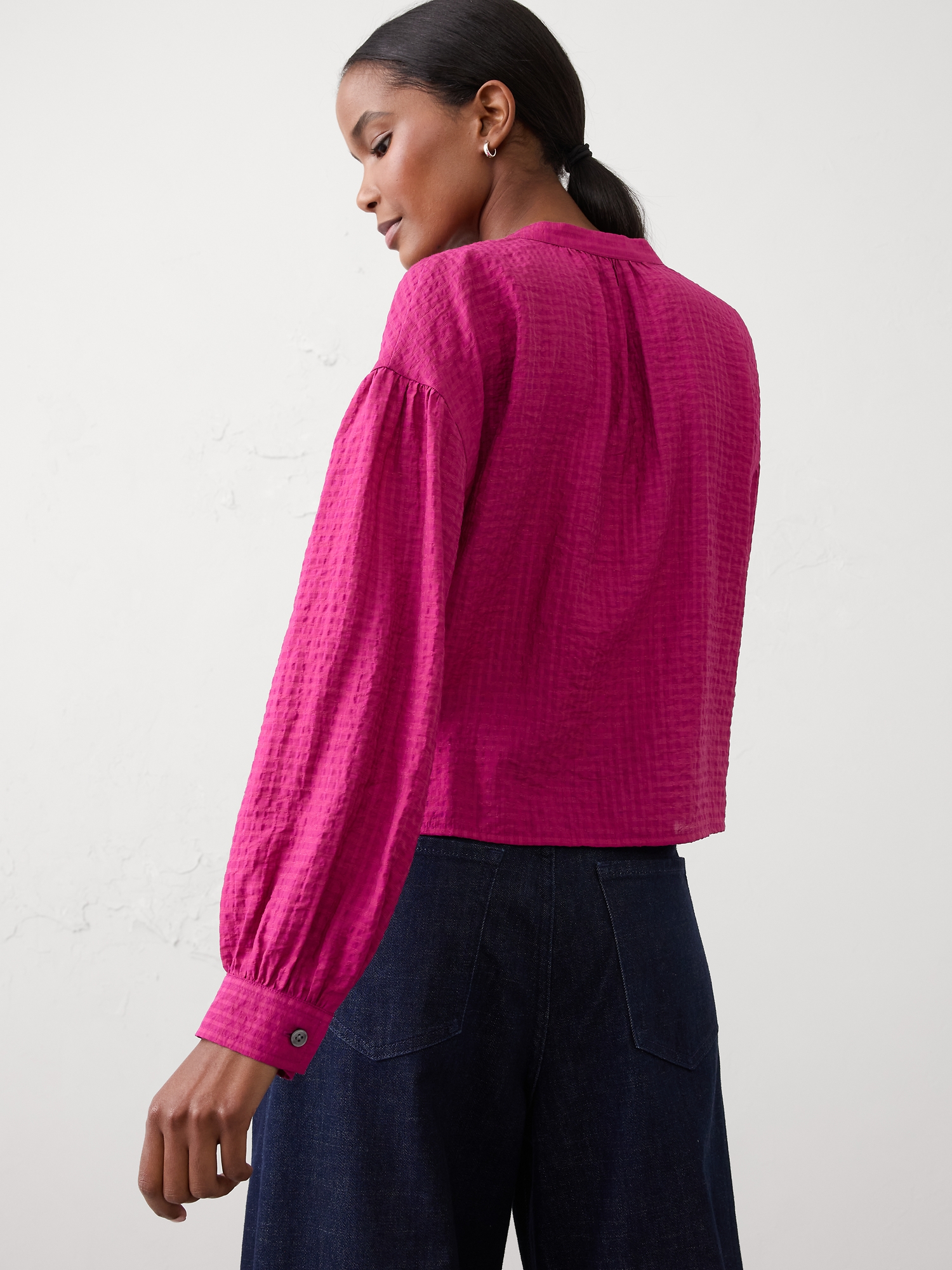 Image number 2 showing, JACQUARD PUFF-SLEEVE TOP
