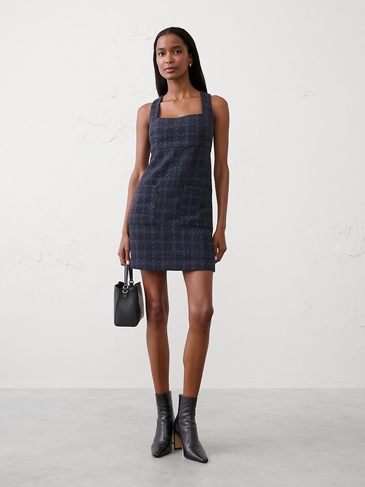 Tweed Empire-Waist Mini Dress Banana Republic Factory