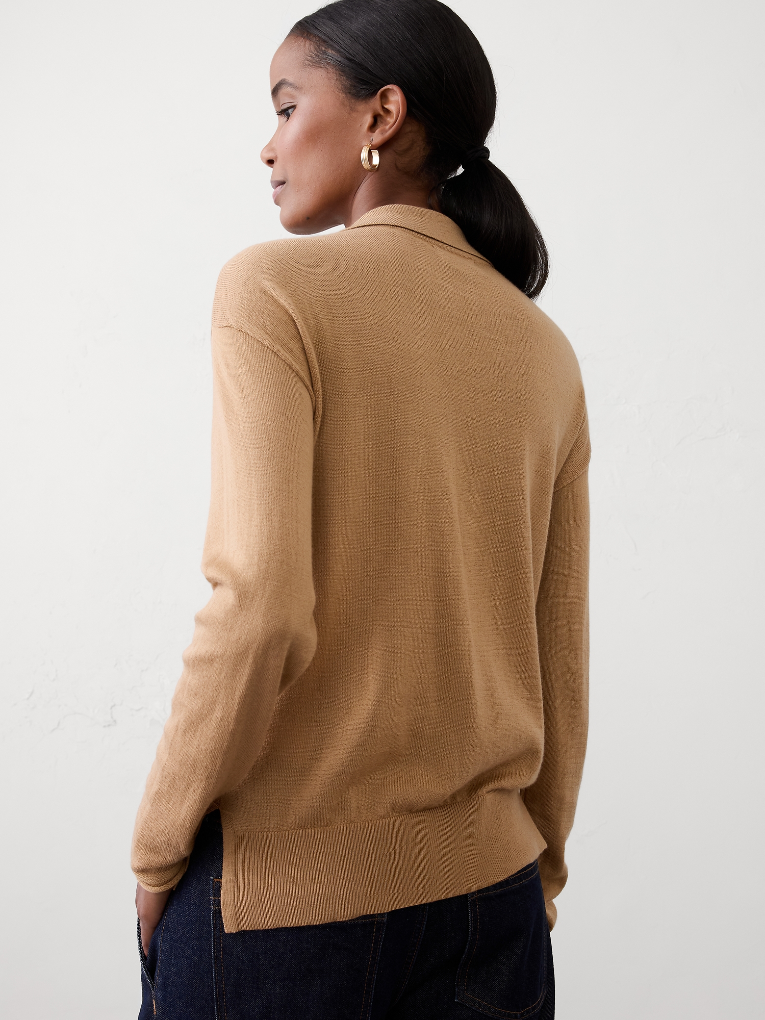 Image number 2 showing, Merino Wool Johnny-Collar Sweater