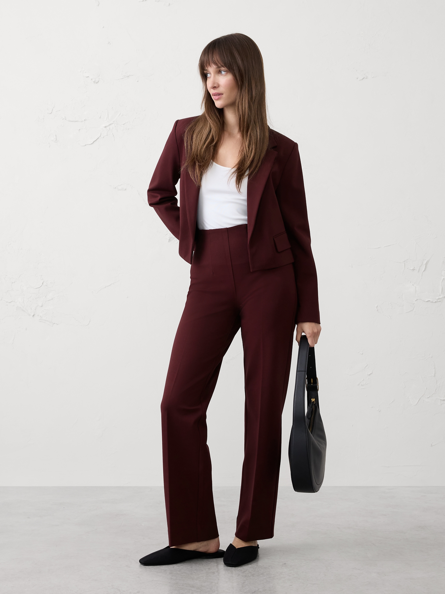 Pantalon droit en tricot point de Rome