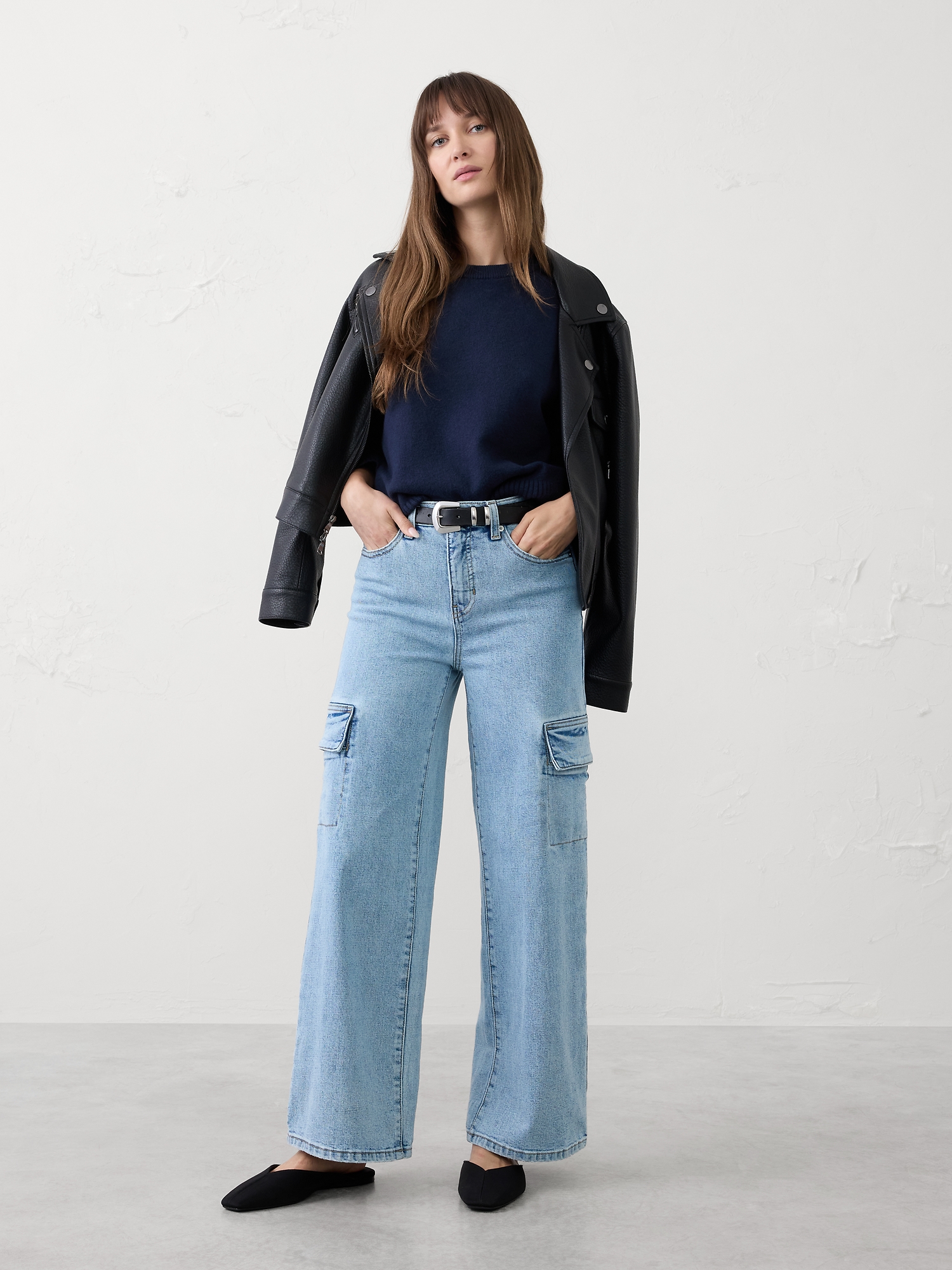 Image number 1 showing, STRAIGHT HIGH-RISE CARGO JEAN