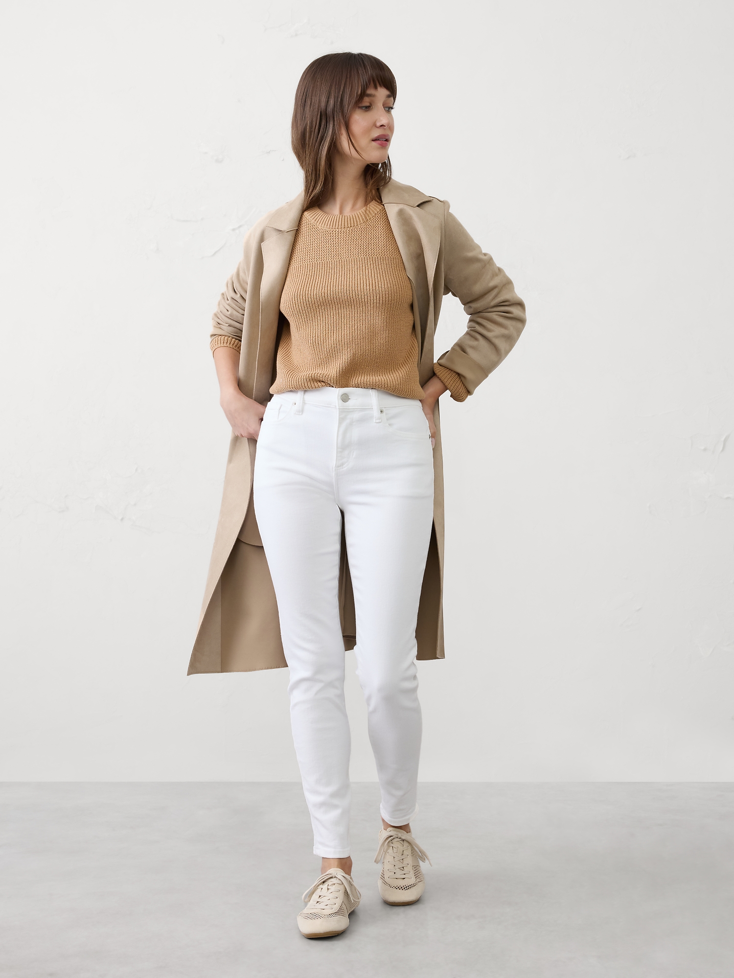 Jean ultra-étroit à taille basse moyenne - Blanc