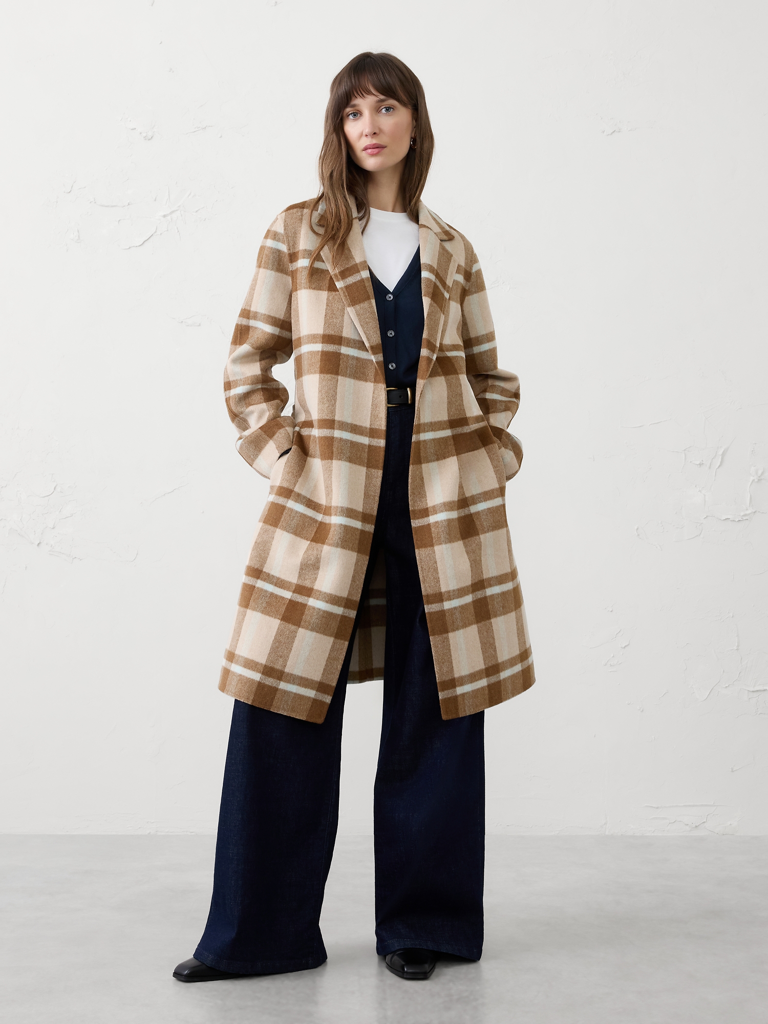 Image number 1 showing, DOUBLE FACE LONG TIE WAIST COAT