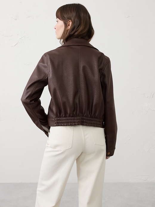 Vegan Leather Cropped Moto Jacket | Banana Republic Factory
