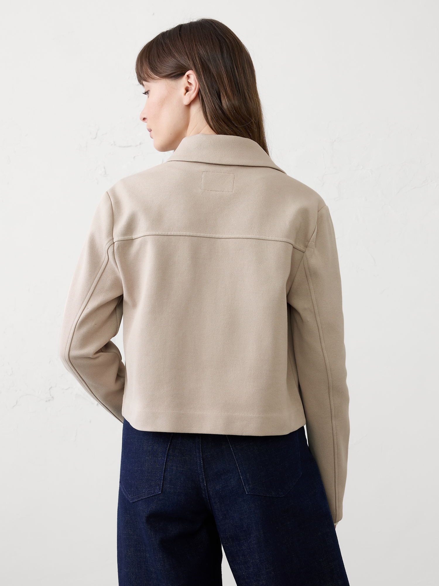 Image number 2 showing, KNIT TWILL CROPPED JACKET