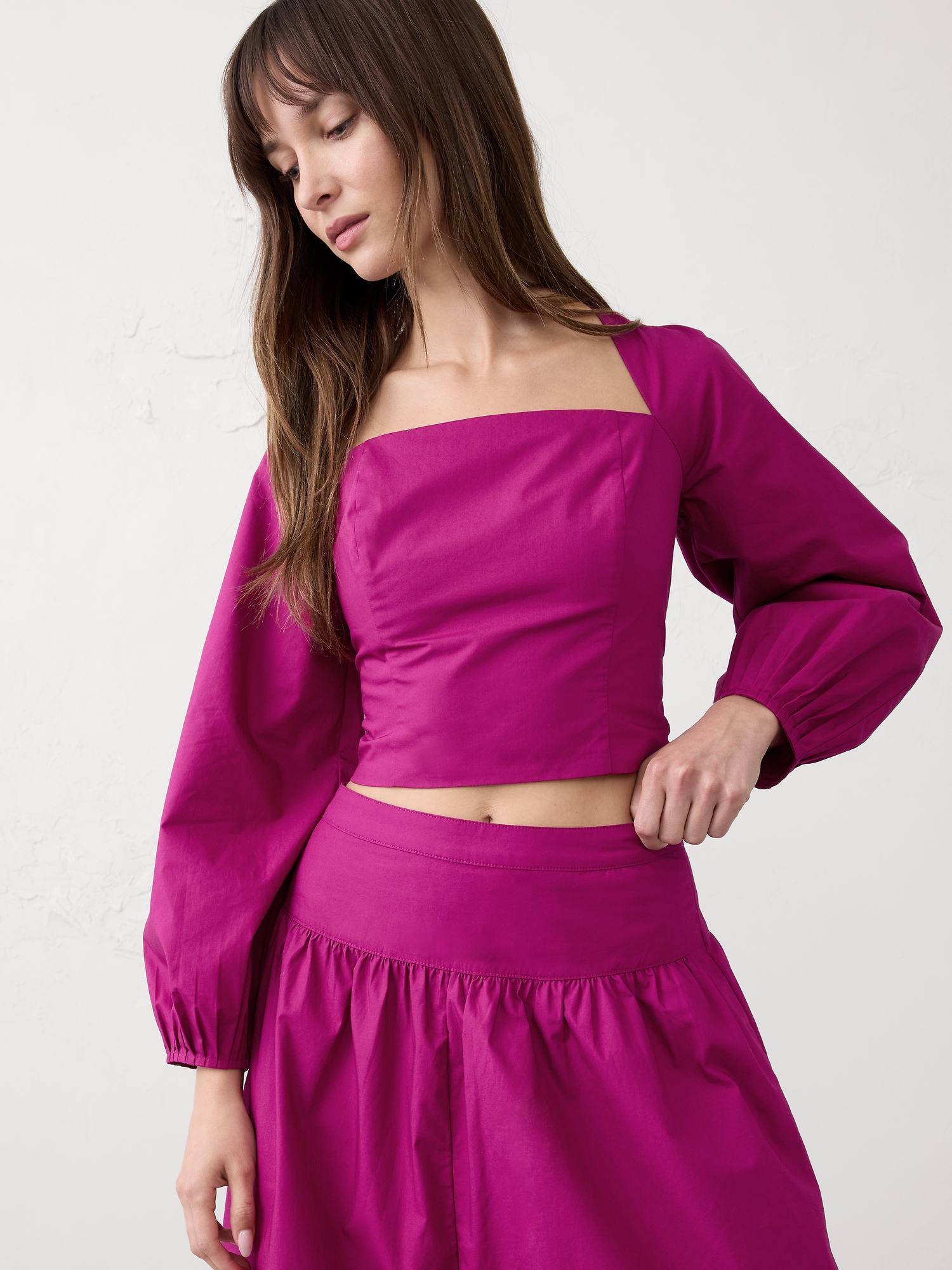 Image number 1 showing, Poplin Square-Neck Top