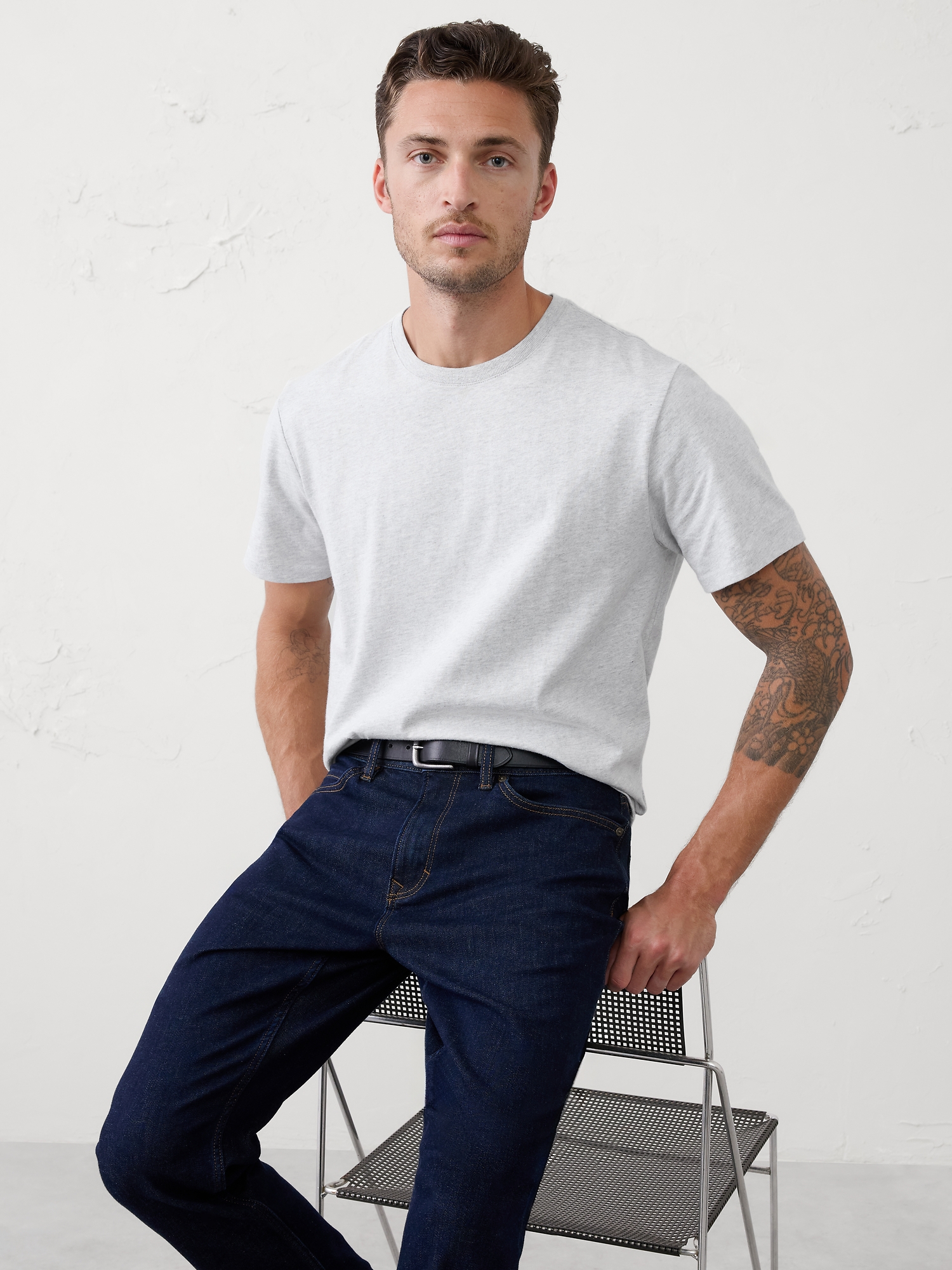 T-shirt en coton d’épaisseur moyenne - Gris