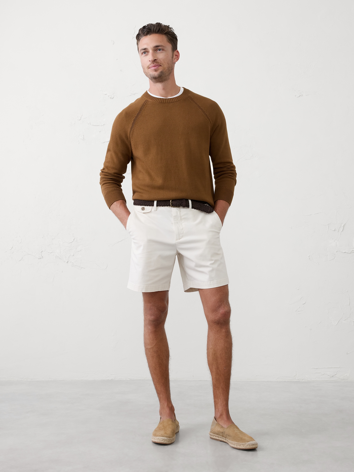 Chandail ras du cou en tricot doux - Brun Oxford