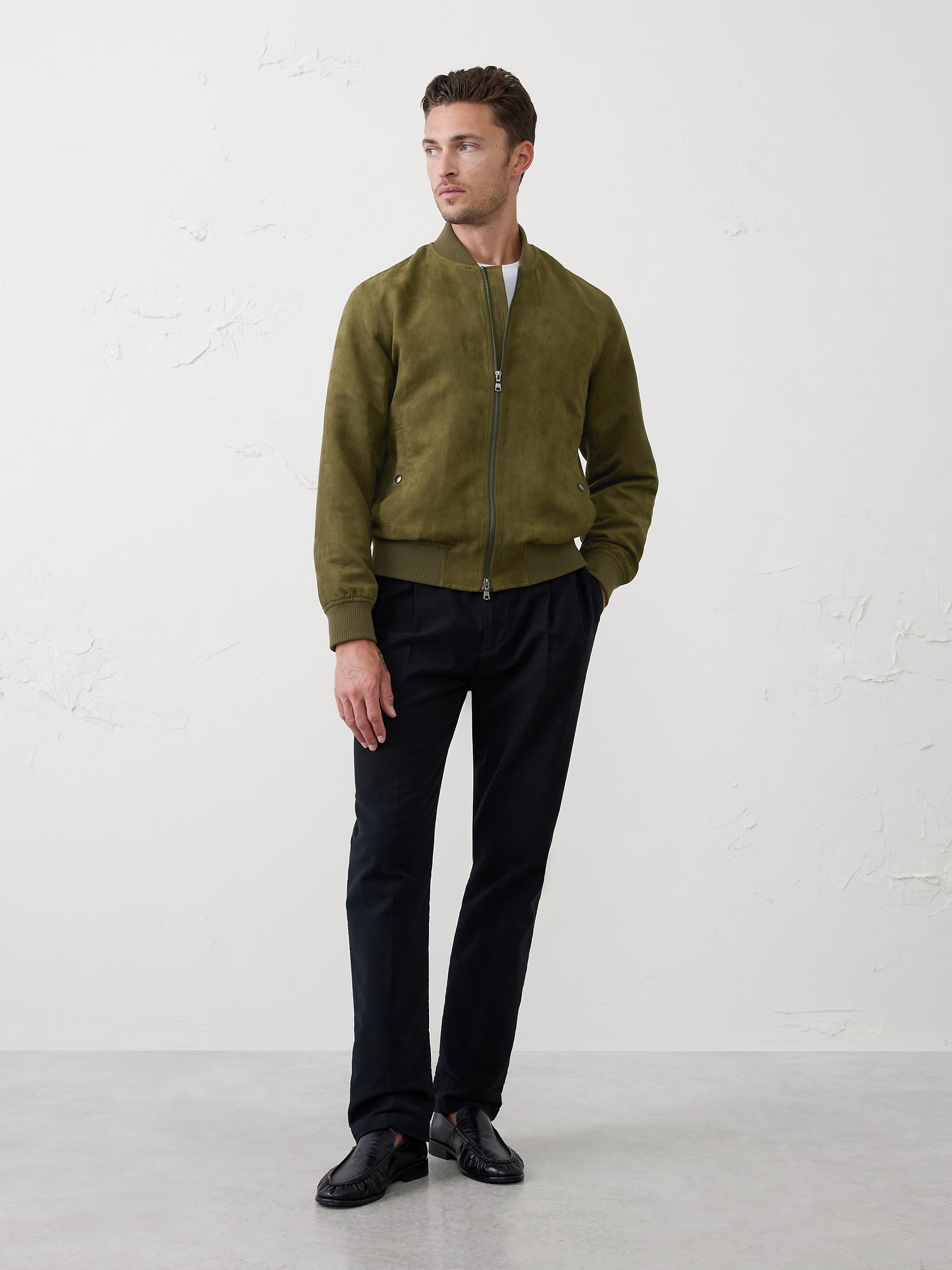 Blouson d’aviateur en suède végane - Vert