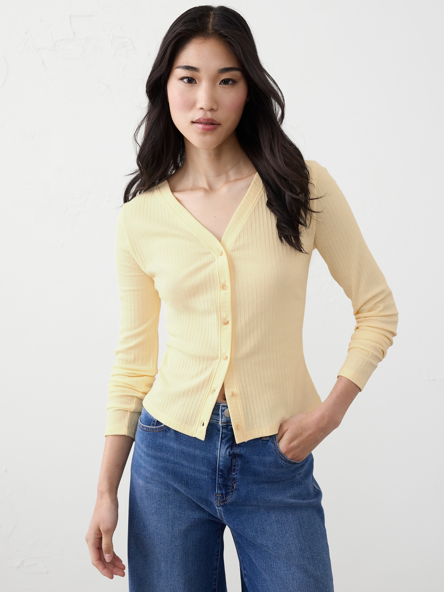 Textured Cardigan Top - Yellow