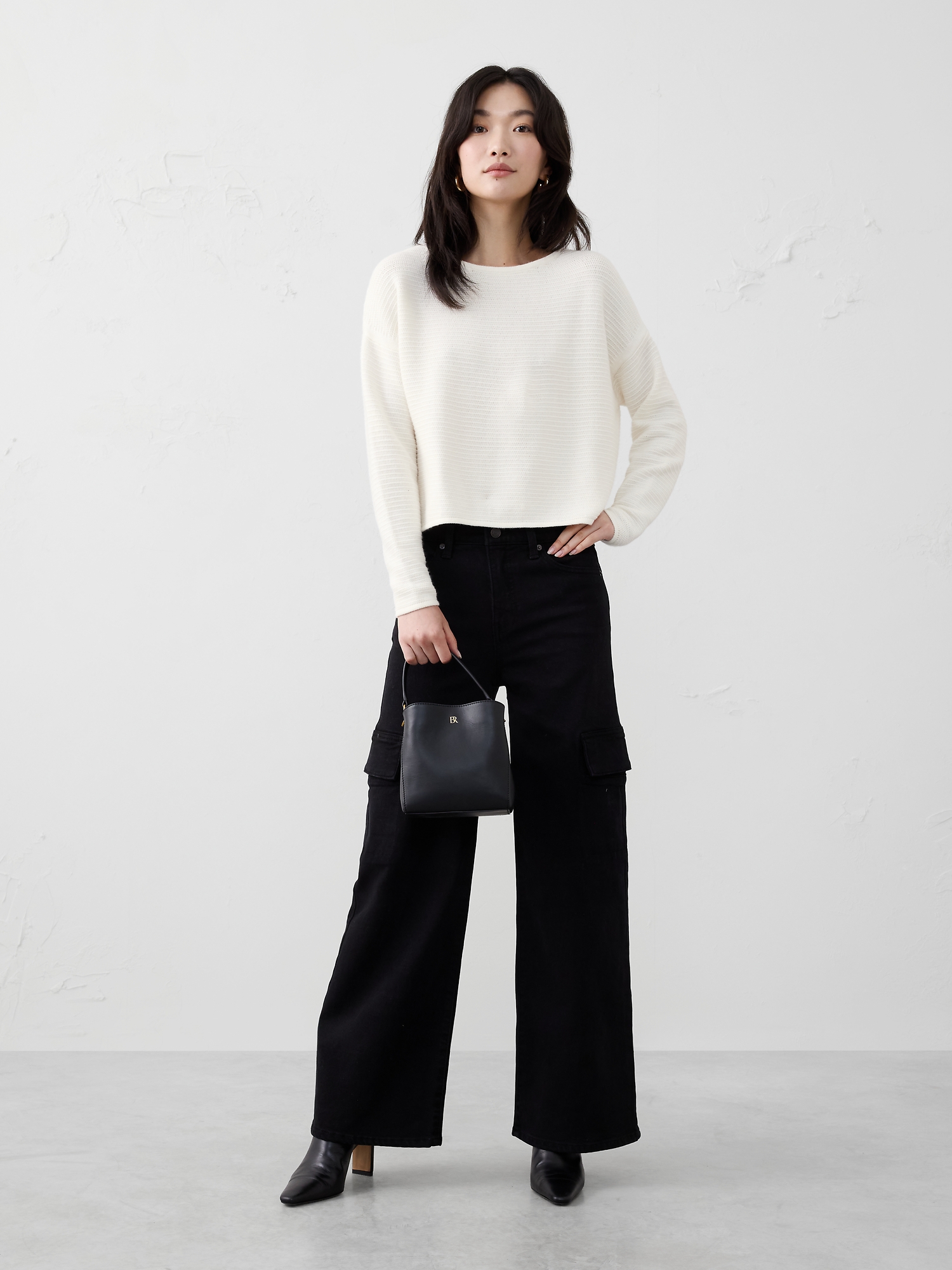 Image number 1 showing, BOXY CROPPED PULLOVER SWEATER