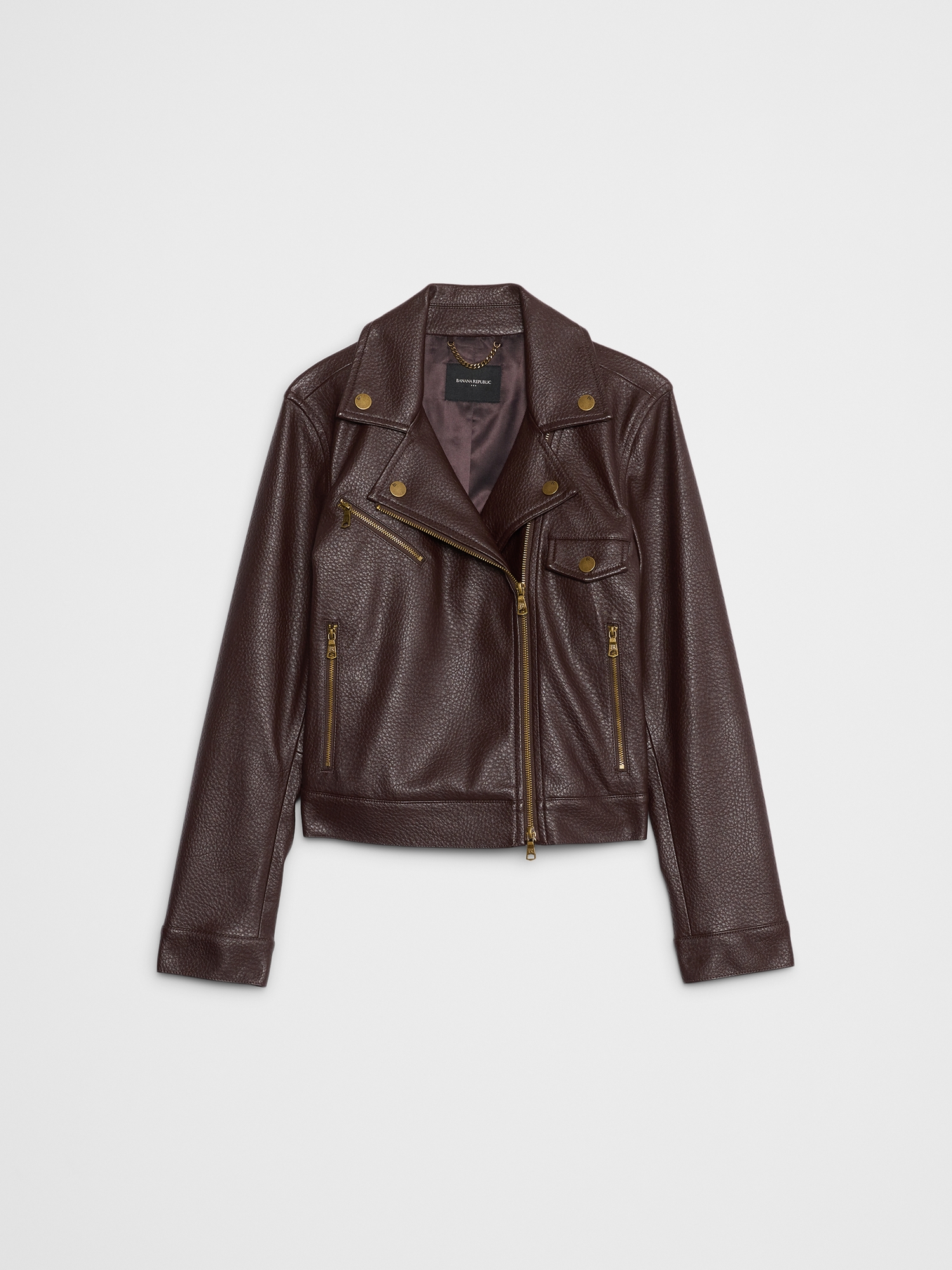 Image number 7 showing, VEGAN LEATHER CROPPED MOTO JACKET