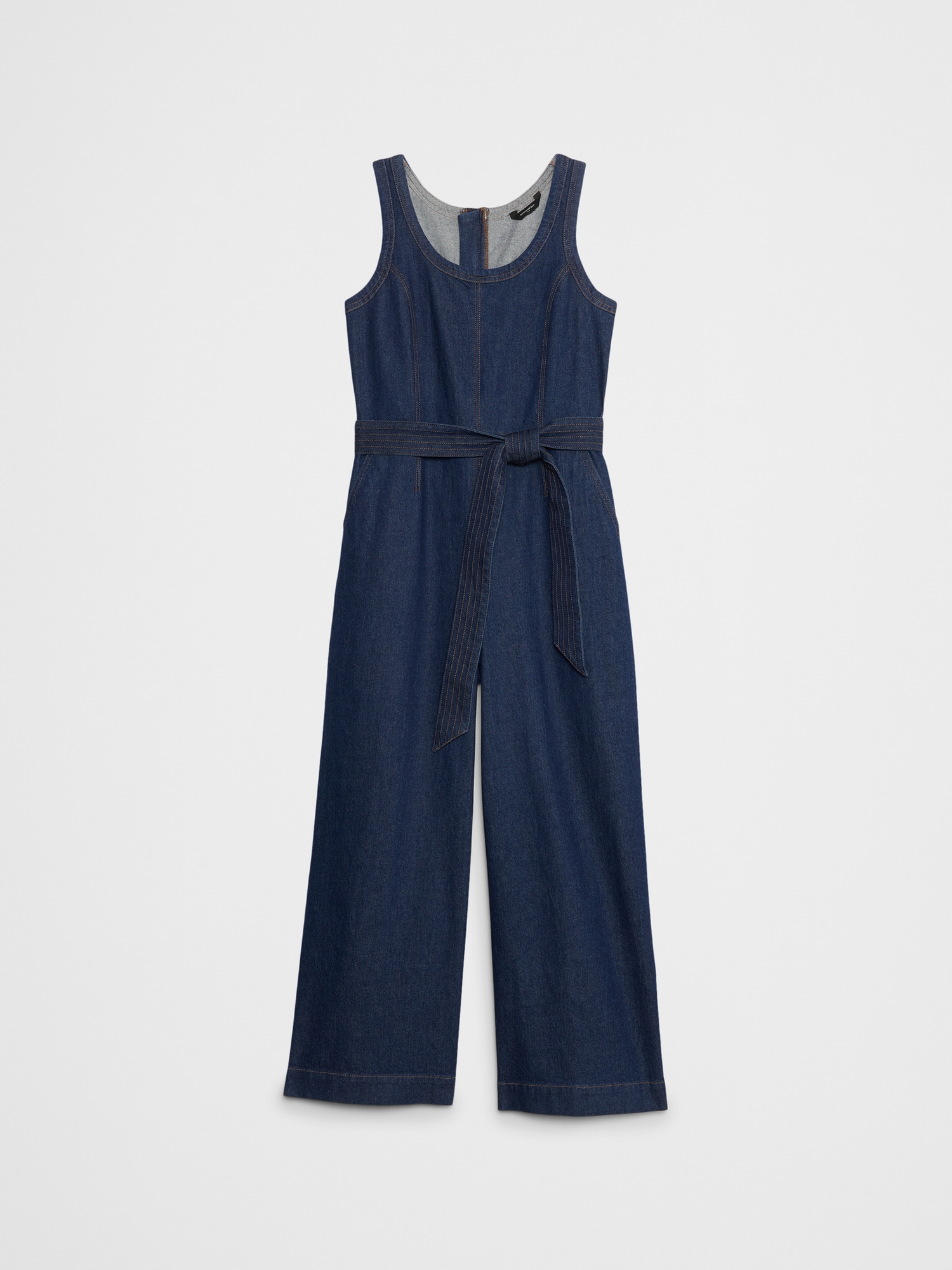 Image number 4 showing, Denim Belted Jumpsuit