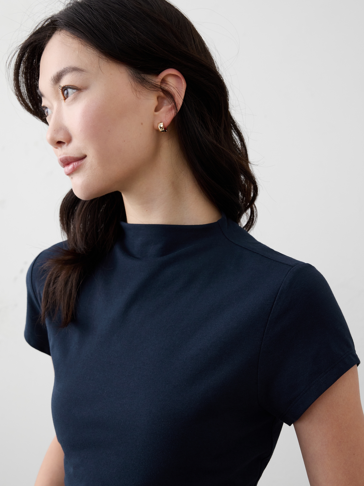 Image number 3 showing, Soft Stretch Mock-Neck Top