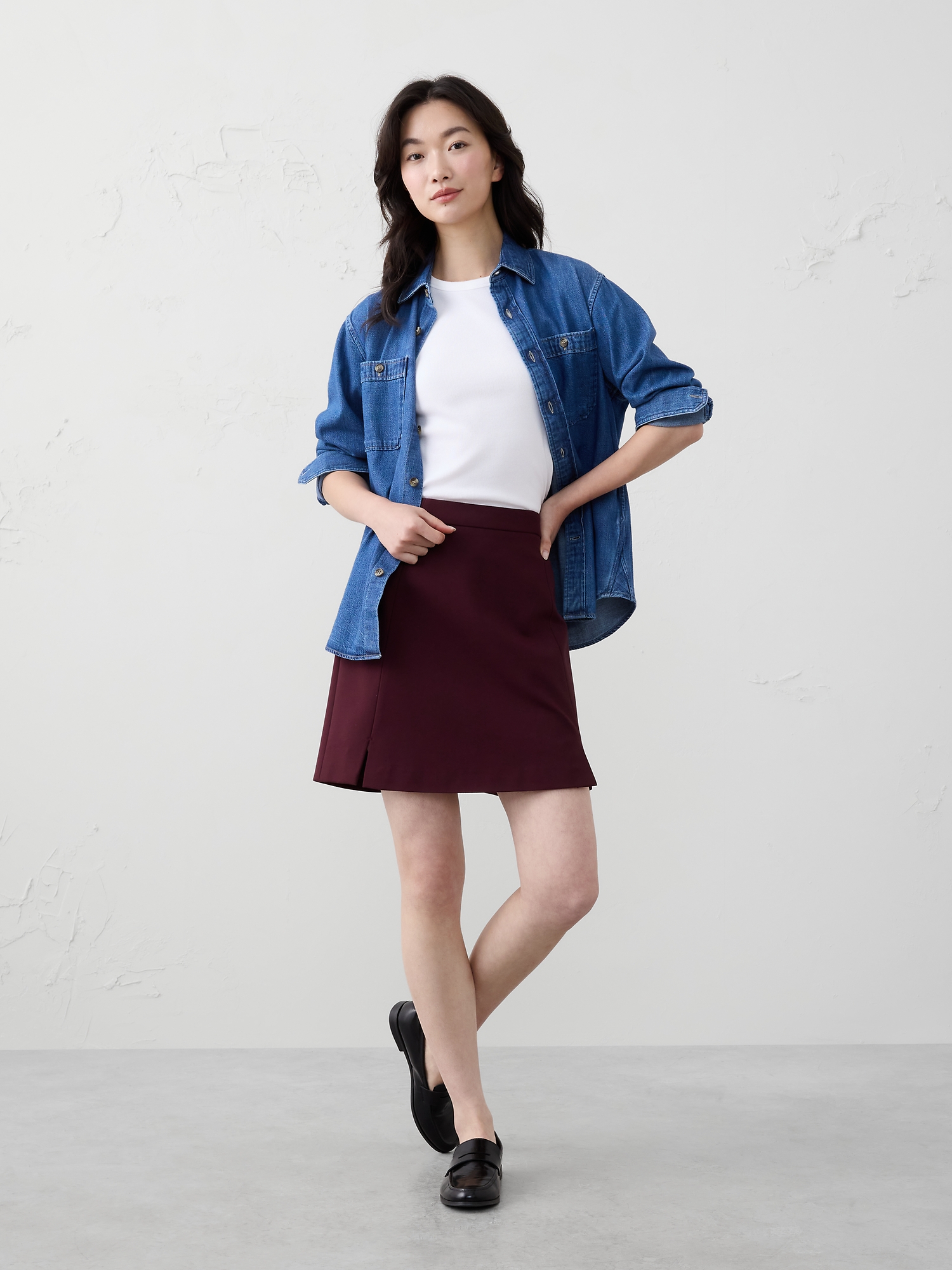 Image number 1 showing, PONTE SLIT MINI SKIRT