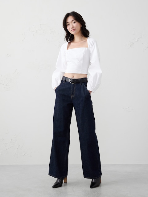 Poplin Square-Neck Top