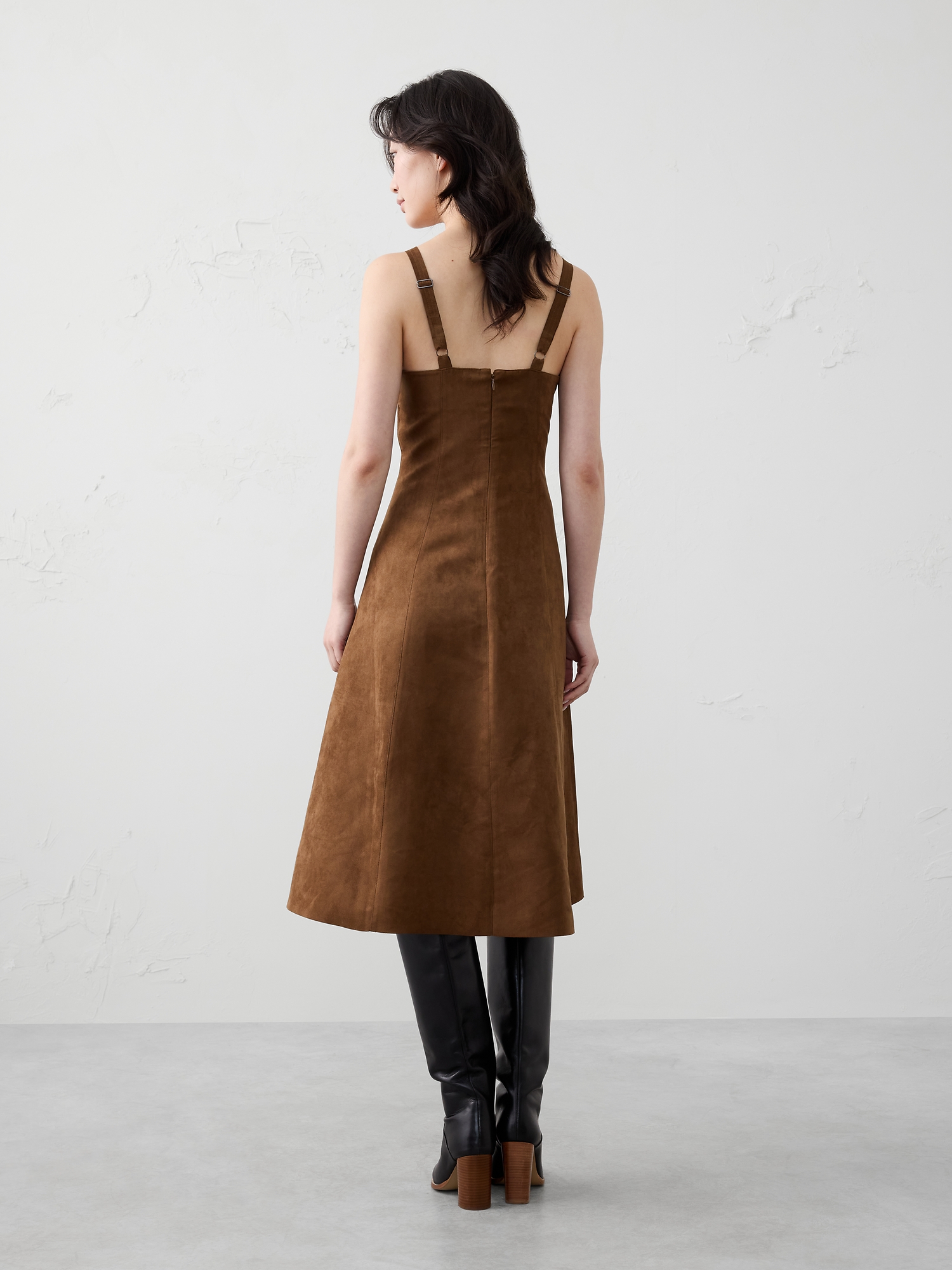 Image number 2 showing, VEGAN SUEDE STRAPPY MIDI DRESS