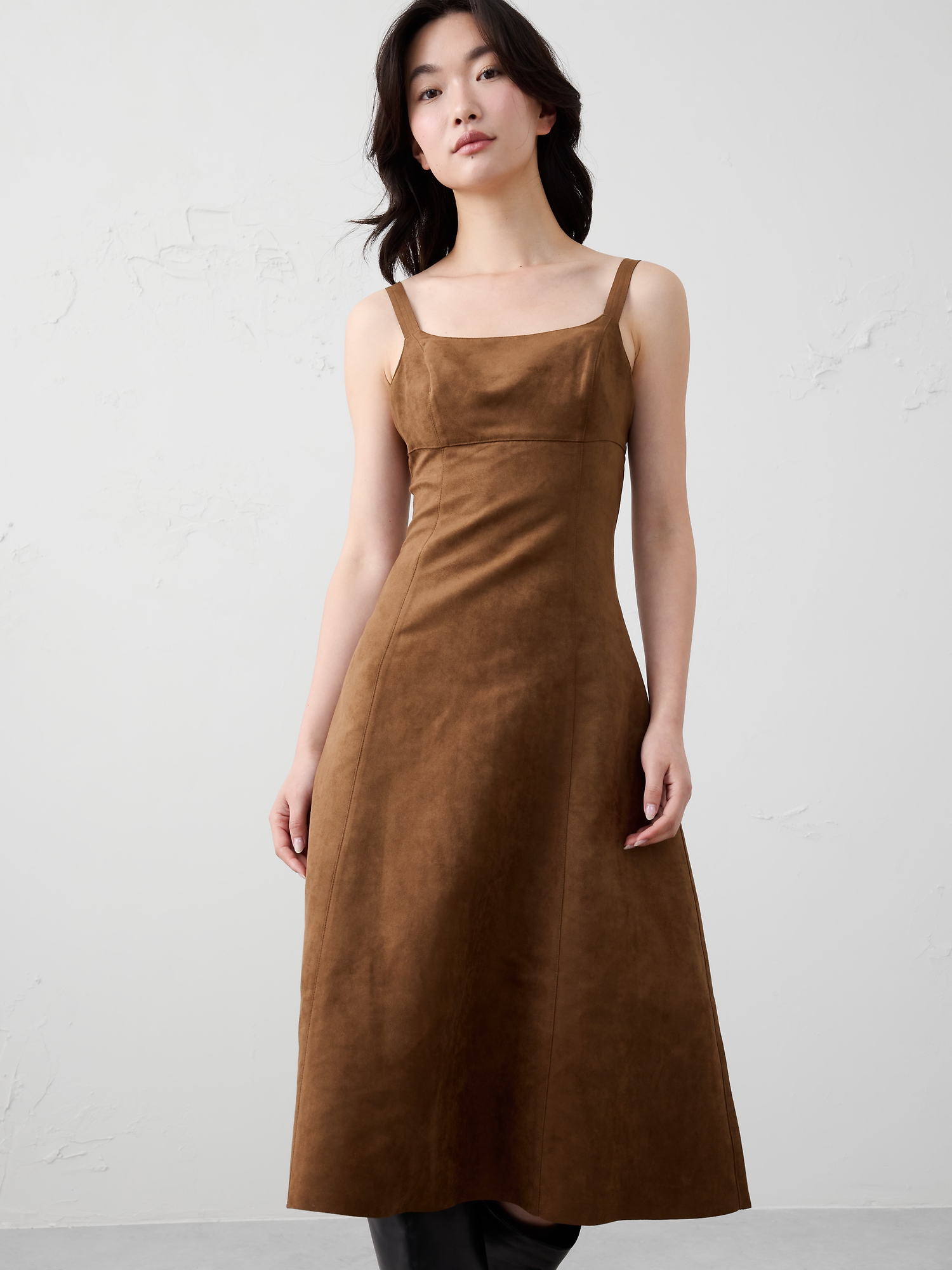 Image number 3 showing, VEGAN SUEDE STRAPPY MIDI DRESS