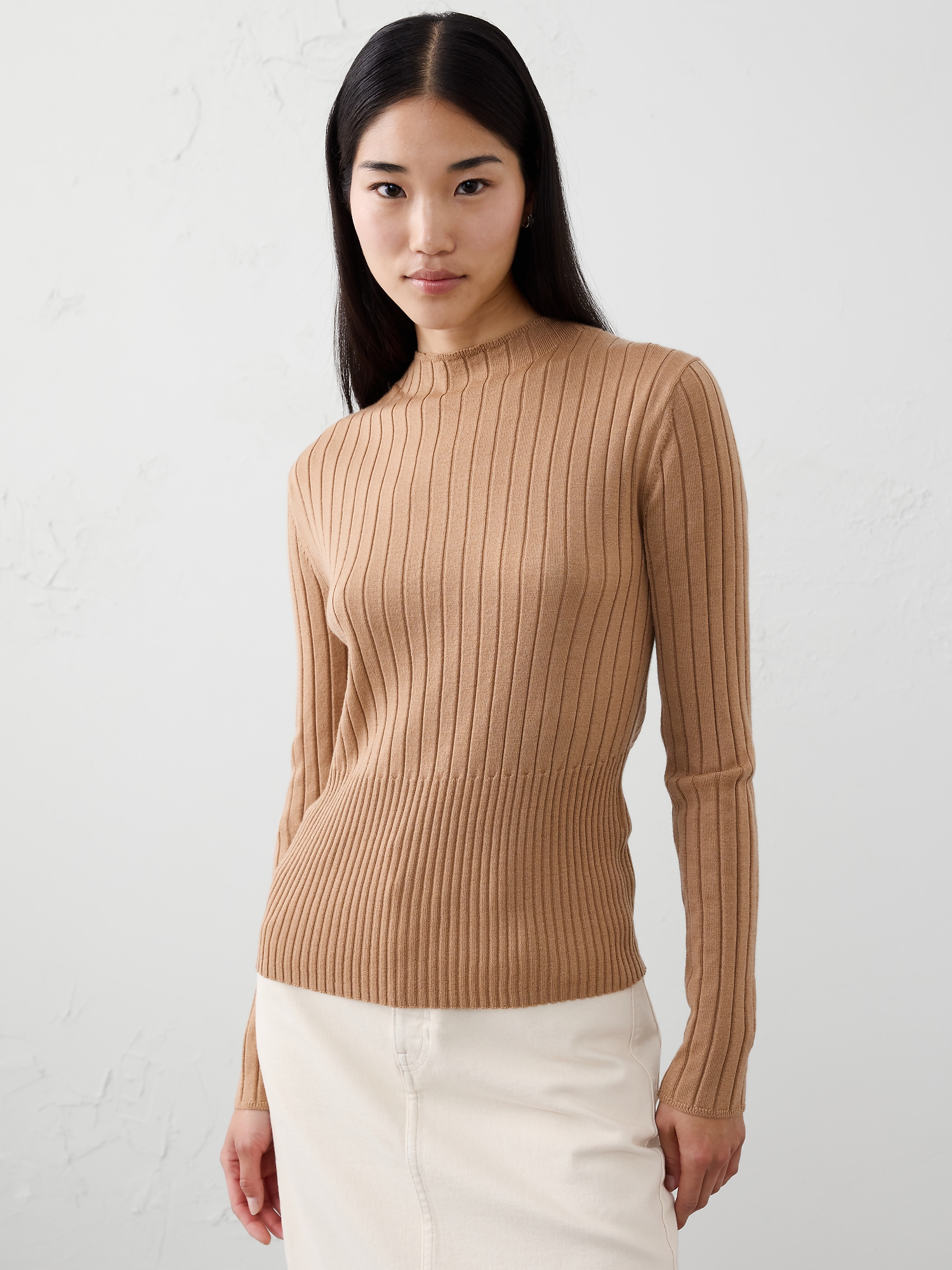 Image number 1 showing, MERINO WOOL RIBBED SWEATER