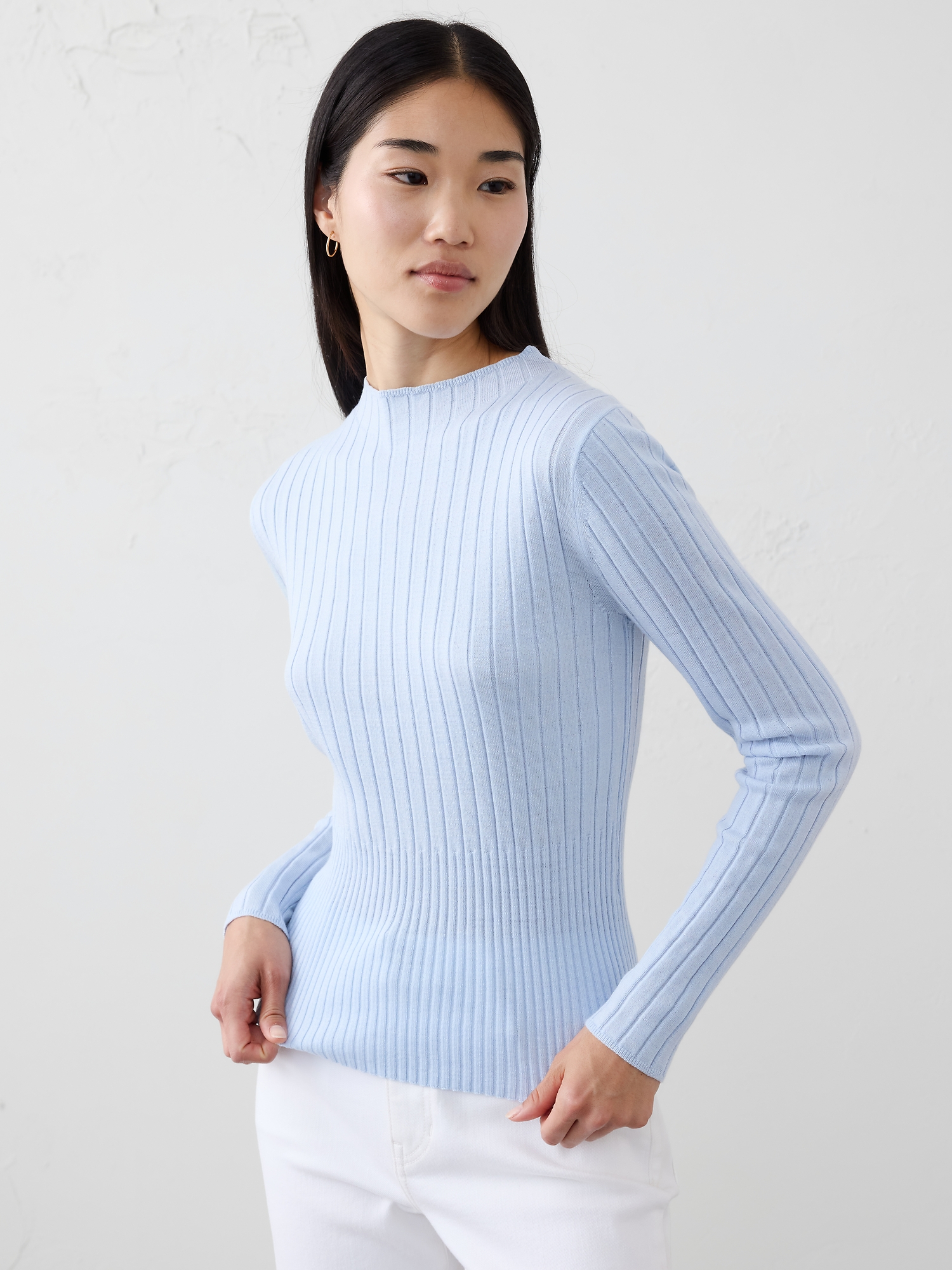 MERINO WOOL RIBBED SWEATER